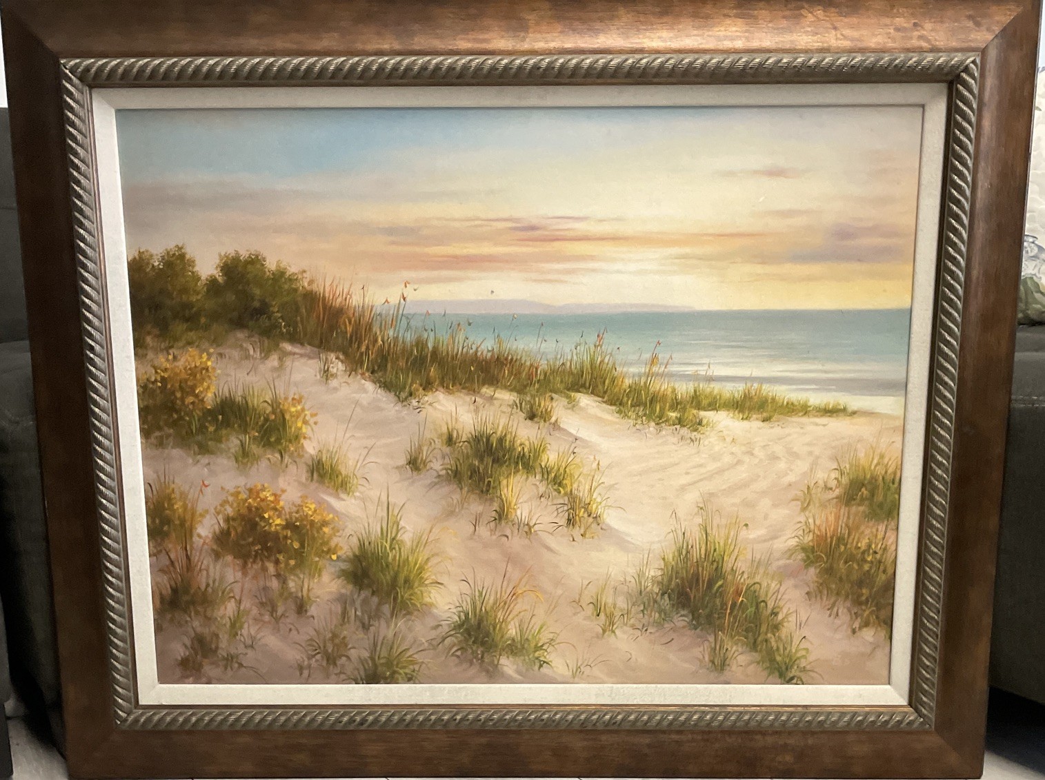 Vintage Coastal Sunset Signed B.Smith Vtg Frame Orig Litho 31″X39″
