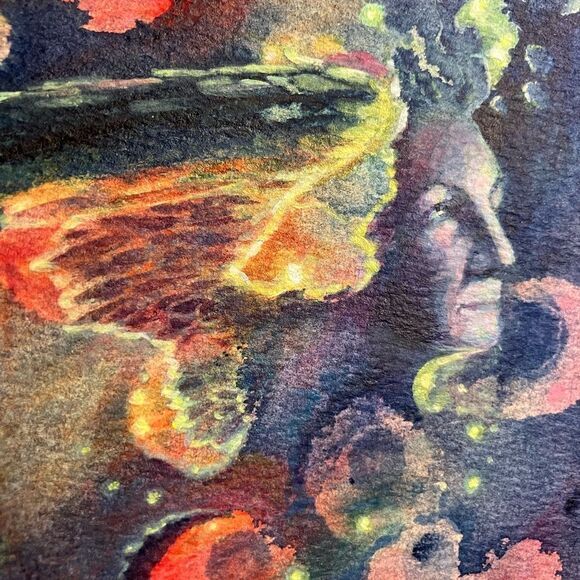 Original Outer Space Painting Angel Art spiritual surrealism artwork Woman USA