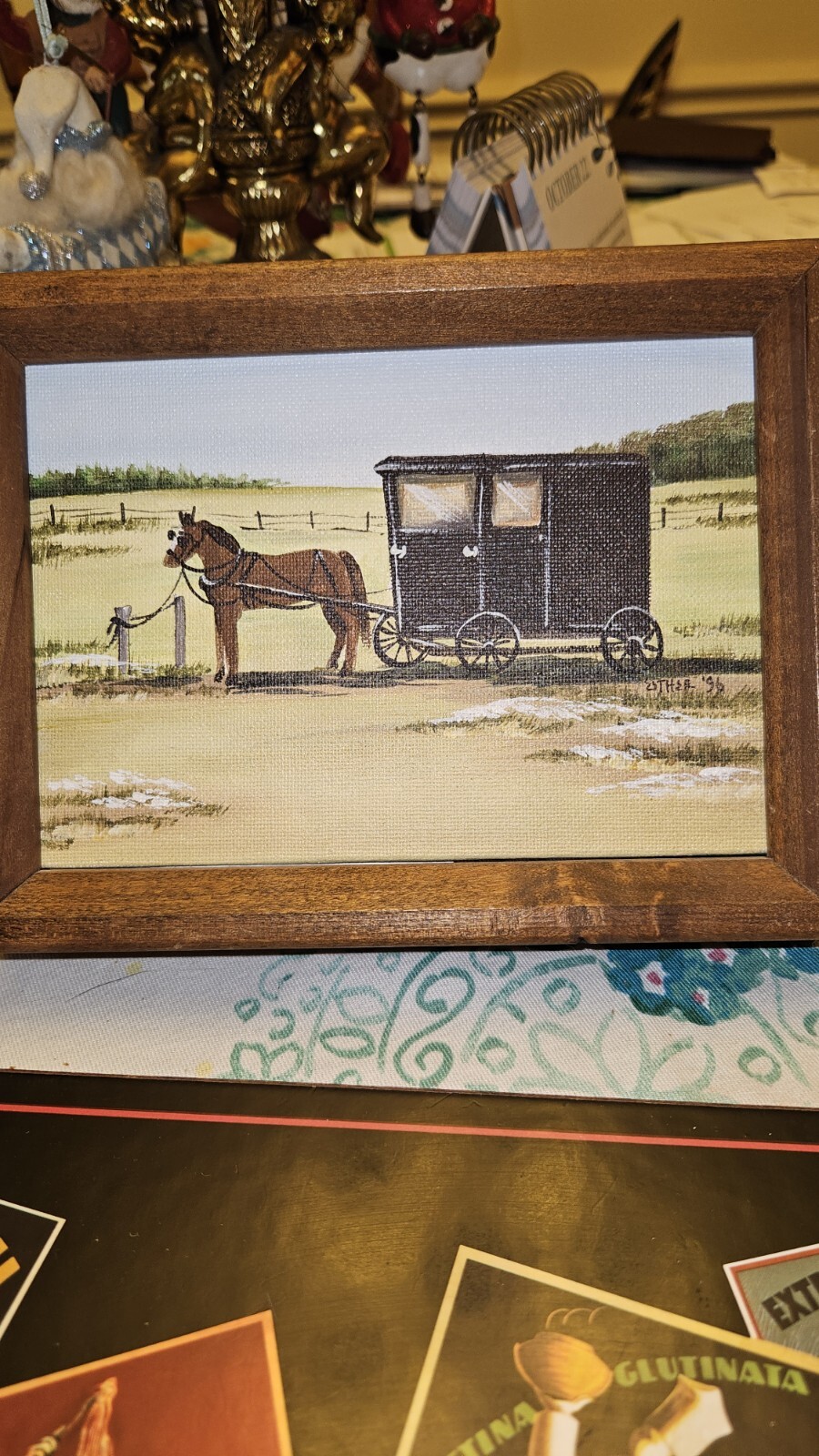 Original Vtg 1996 Mennonite Acrylic Painting On Canvas Board Signed Esther 6 X 8