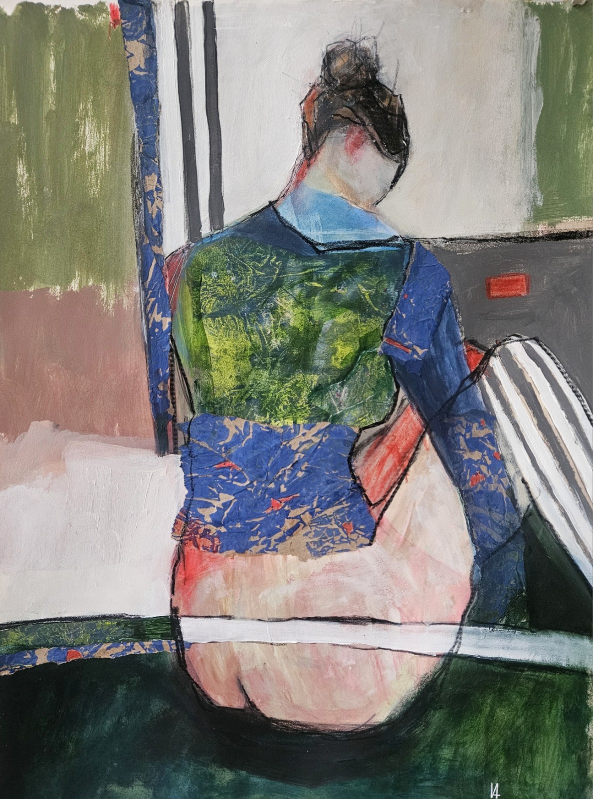 24×18 Original Painting OOAK Abstract Woman Figure Portrait Figurative