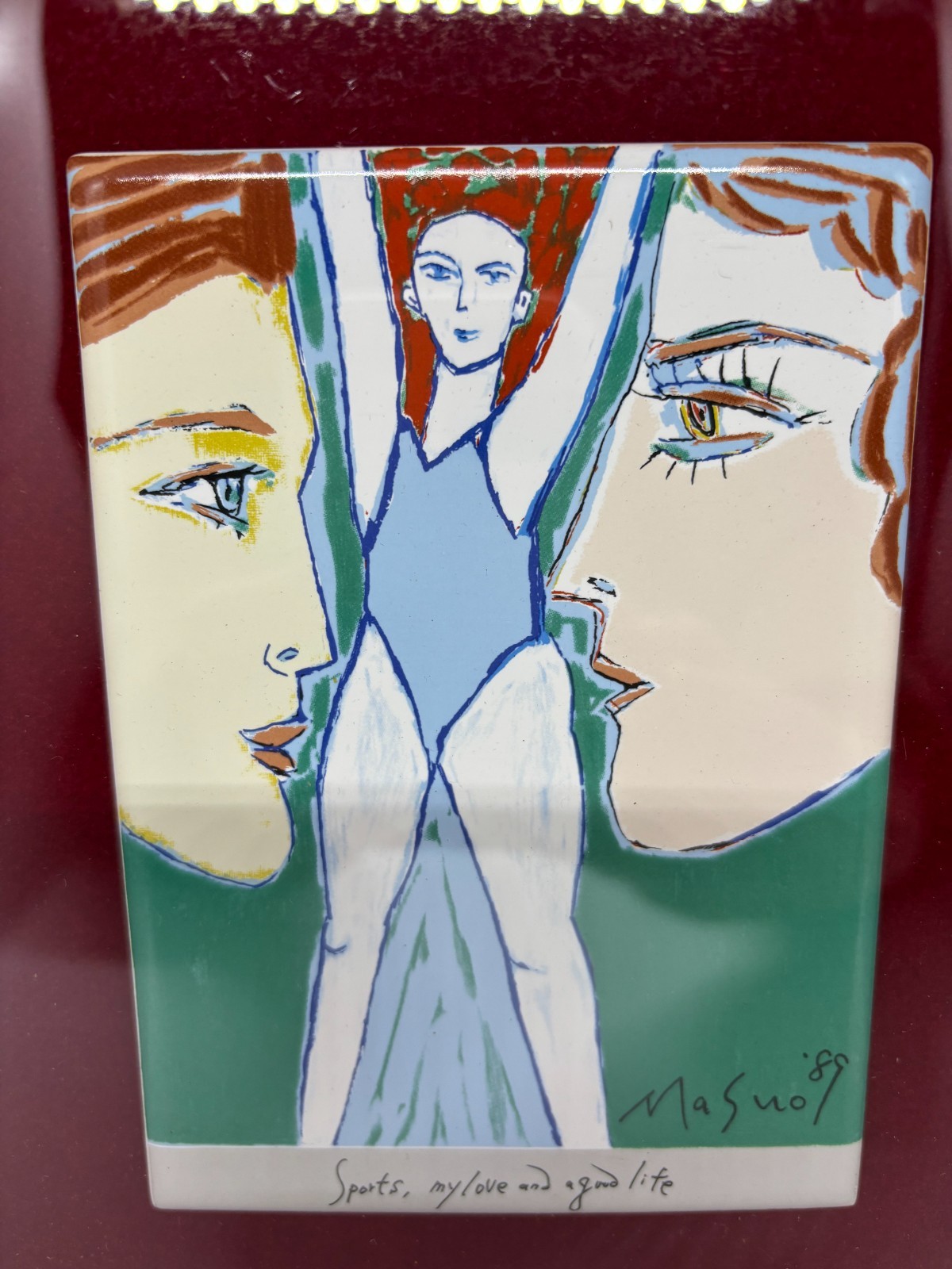 Girls Gymnastics Painted Art Tile Sports My Love & A Good Life Masuo Ikeda 1989