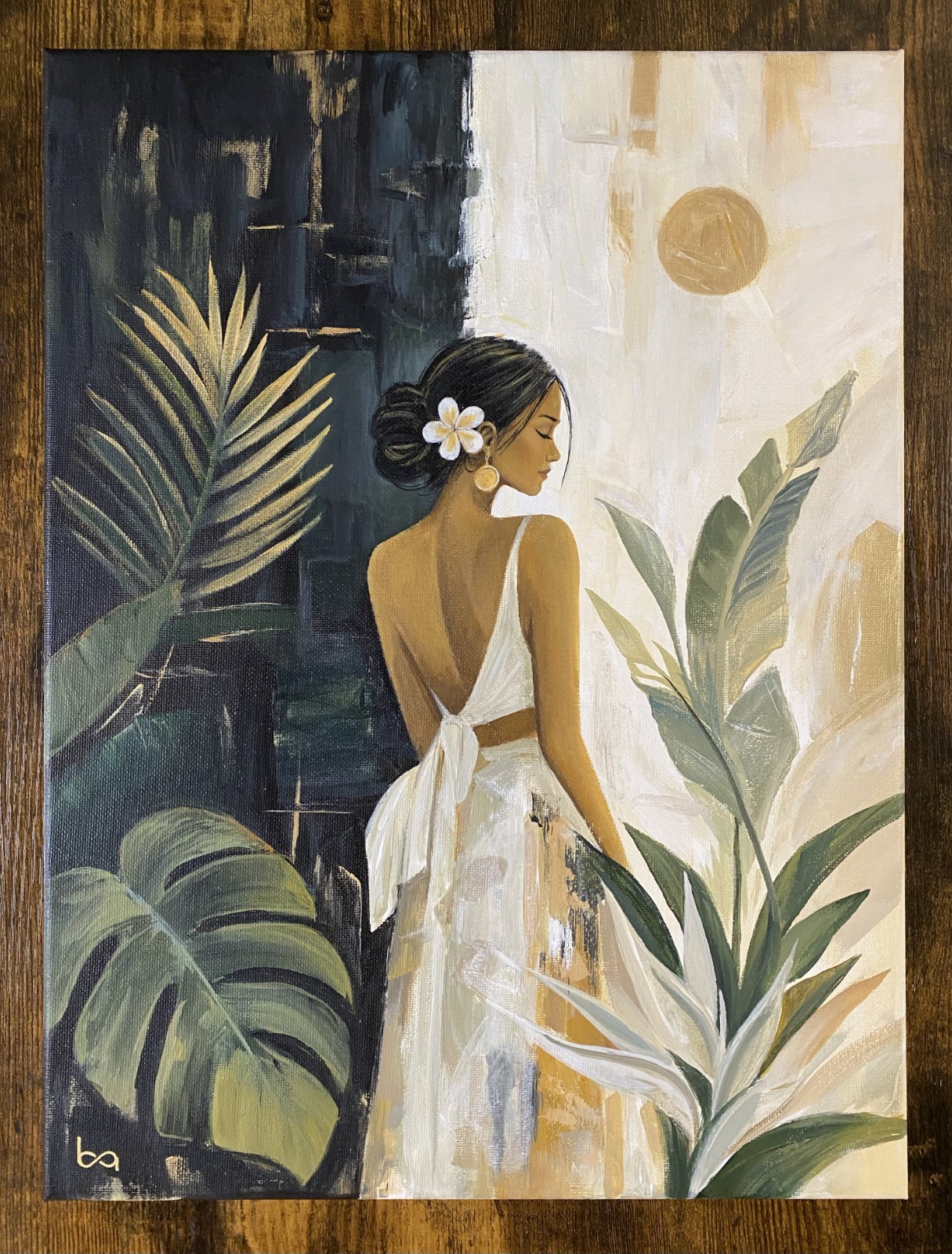 Abstract Figure Art 12×16″ Canvas Original Acrylic Painting Woman in Earth Tones