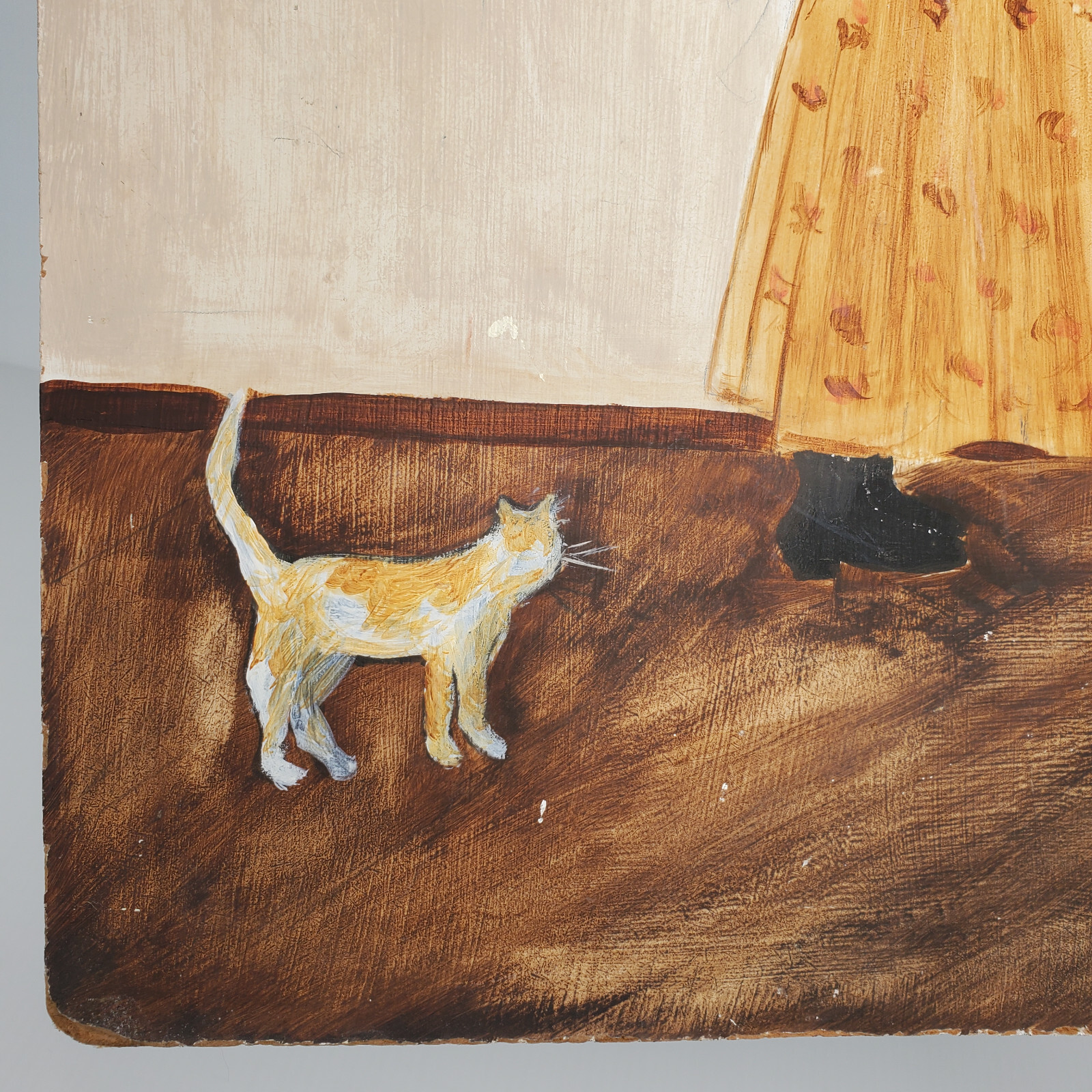 Primitive School House Girl Spelling Cat Chalkboard Math 18×12 Acrylic? Painting