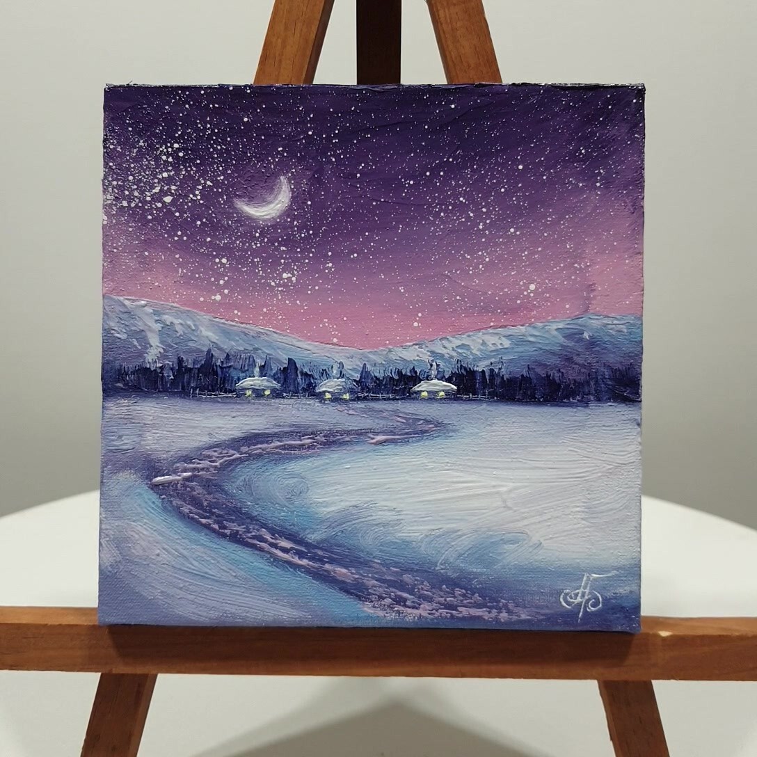 Ukraine Artist Original Winter Landscape Painting Wall Art Decor Gift Signed