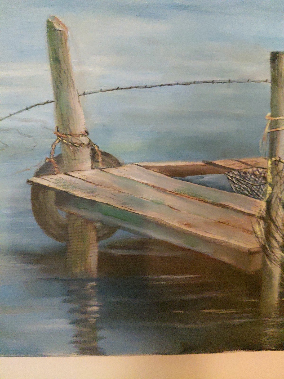 Old Woman Fishing in the Bayou Louisiana Oil on Canvas 16 x 20 Nellie B. Johnson
