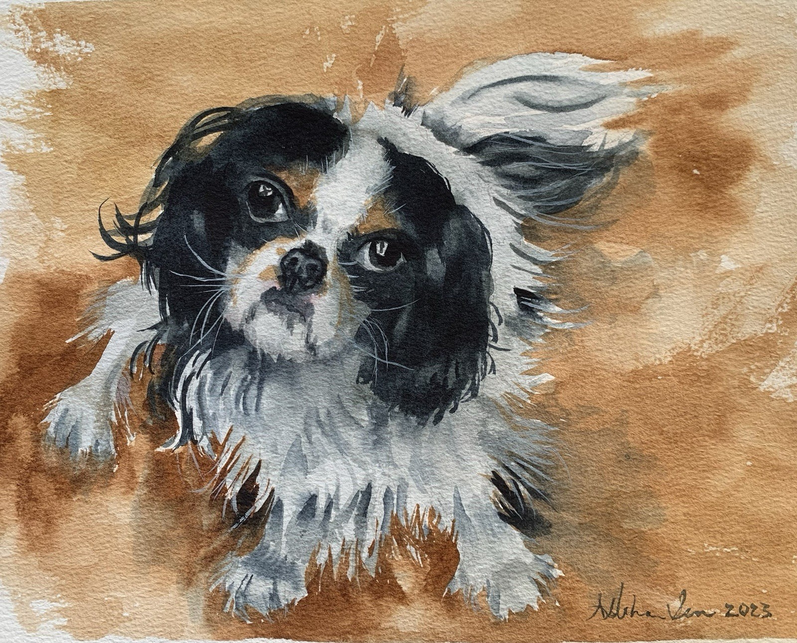 Custom pet portrait commission original watercolor painting sympathy gift art