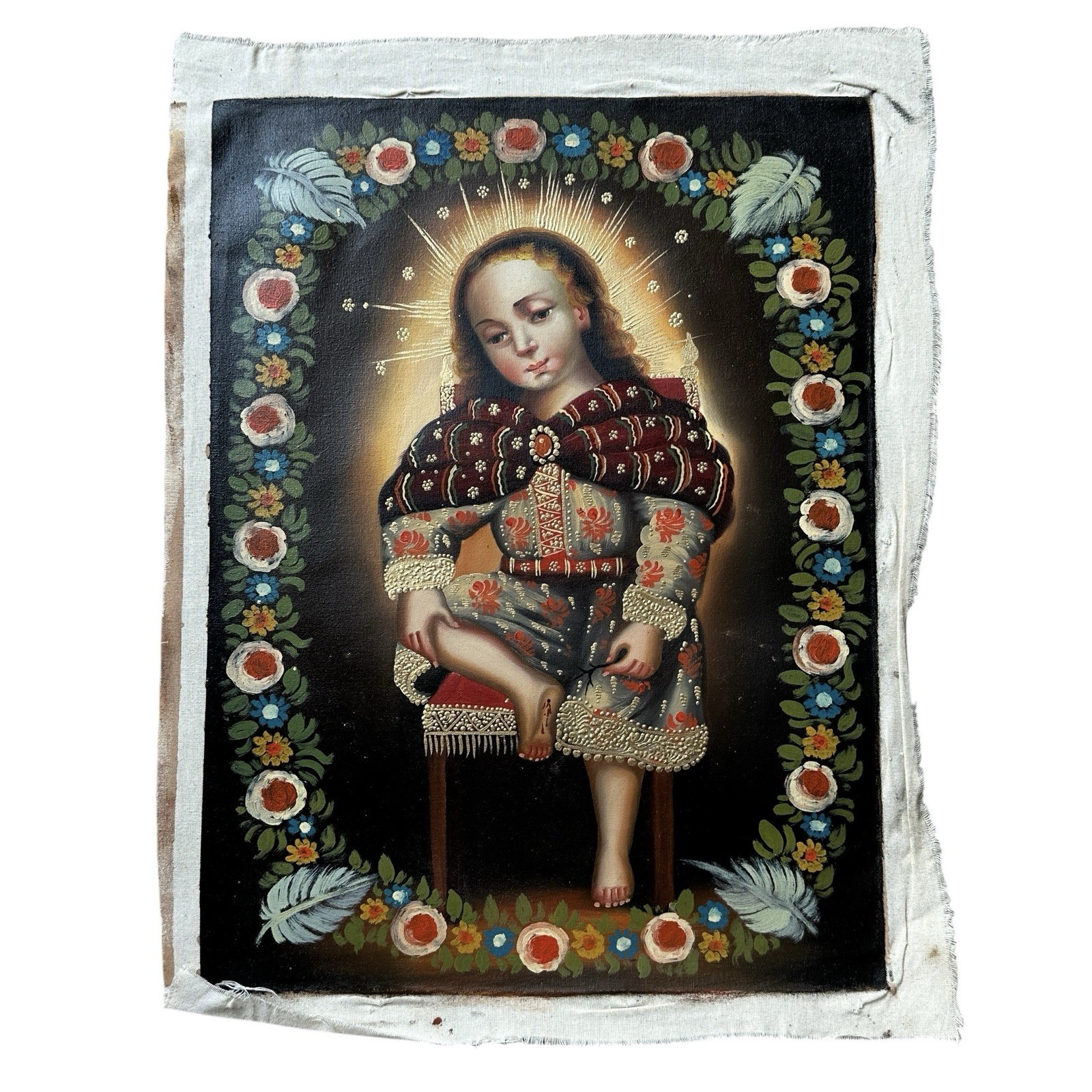 Cusco School Peru Original Oil Painting THE BOY JESUS 11.5 X 15.5” New
