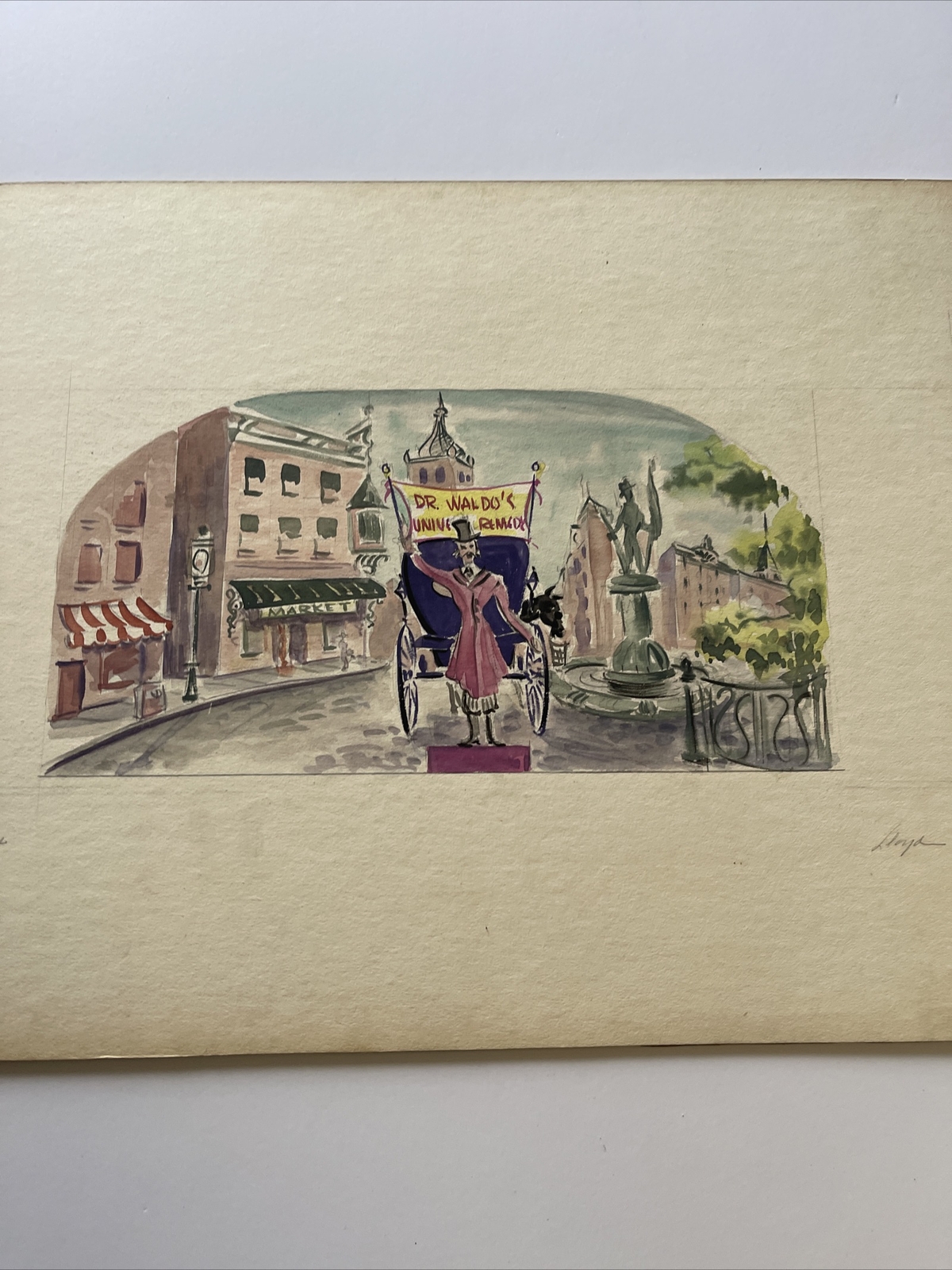 Vintage American Illustration Painting Stage Set design John Lloyd Landscape