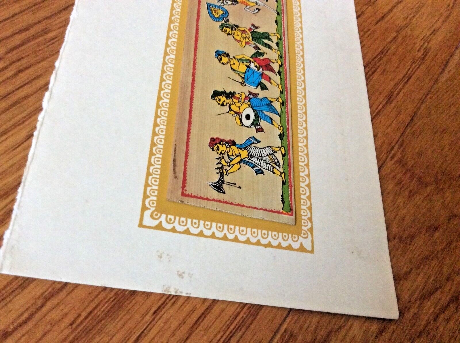 Asian handmade painting dry banana leaf Christmas King wedding trumpet band VTG