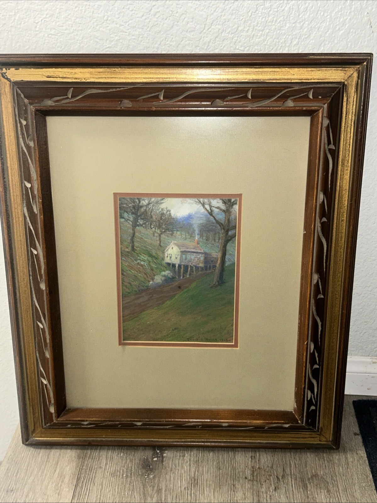 Louis H Reiss Painting 1918 Pastel Painting Chesapeake Bay Under Glass