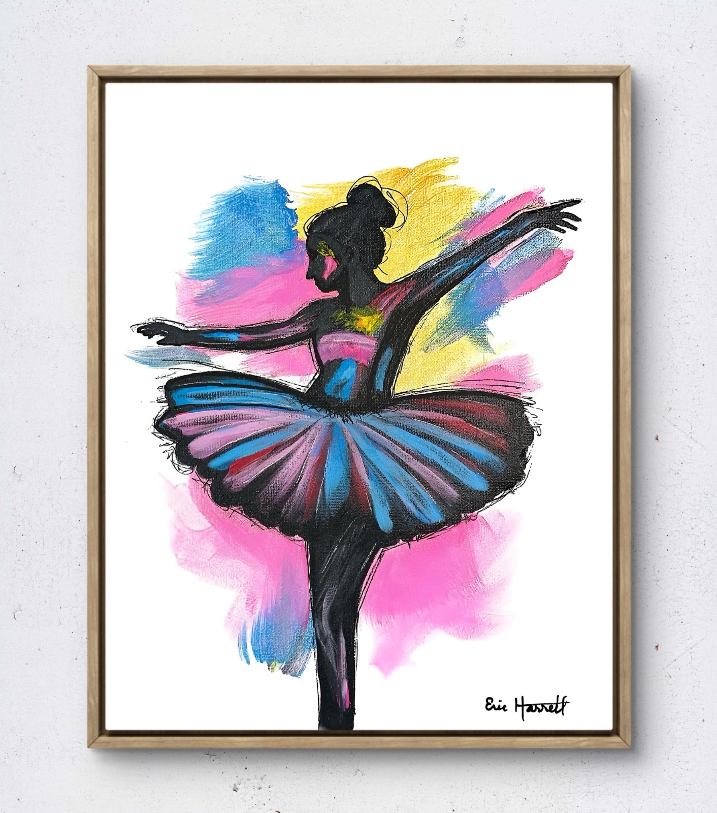 Original Ballerina Art 14×11 Canvas Colorful Abstract Expressionist Painting