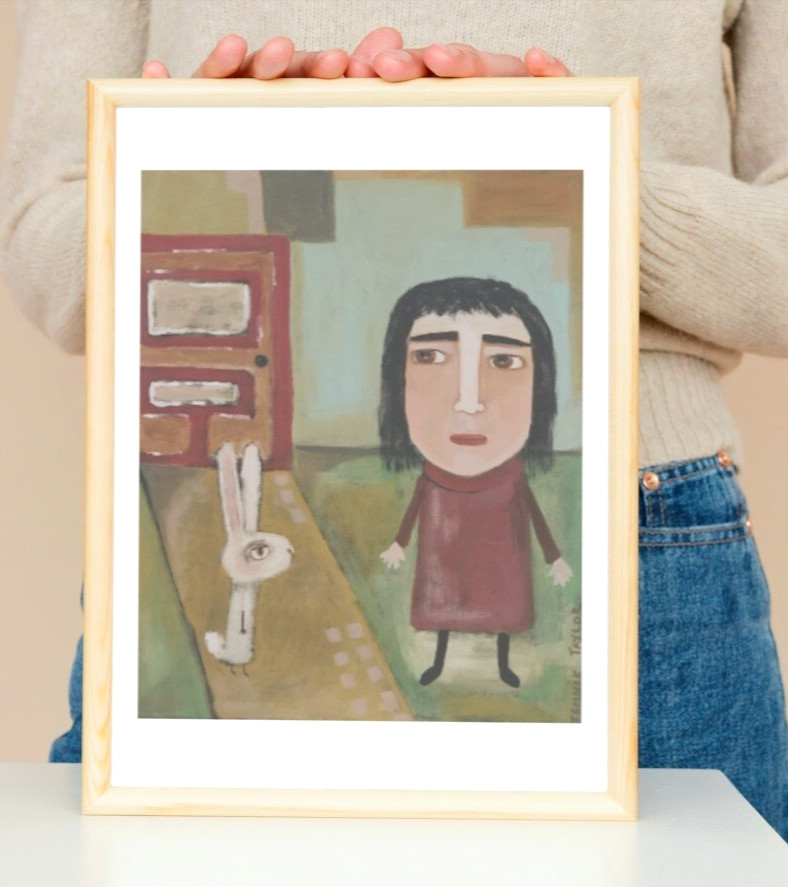Buy 2 Get the 3rd FREE, 8.5 x 11, Art PRINT, Wall Art, Rabbit, Folk Art, Naive