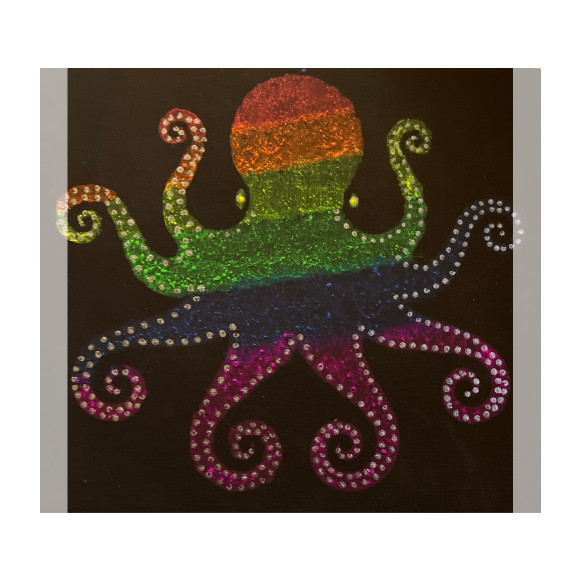 UV BLACKLIGHT RAINBOW OCTOPUS PAINTING Canvas Aquarium Saltwater Reef Ocean Life