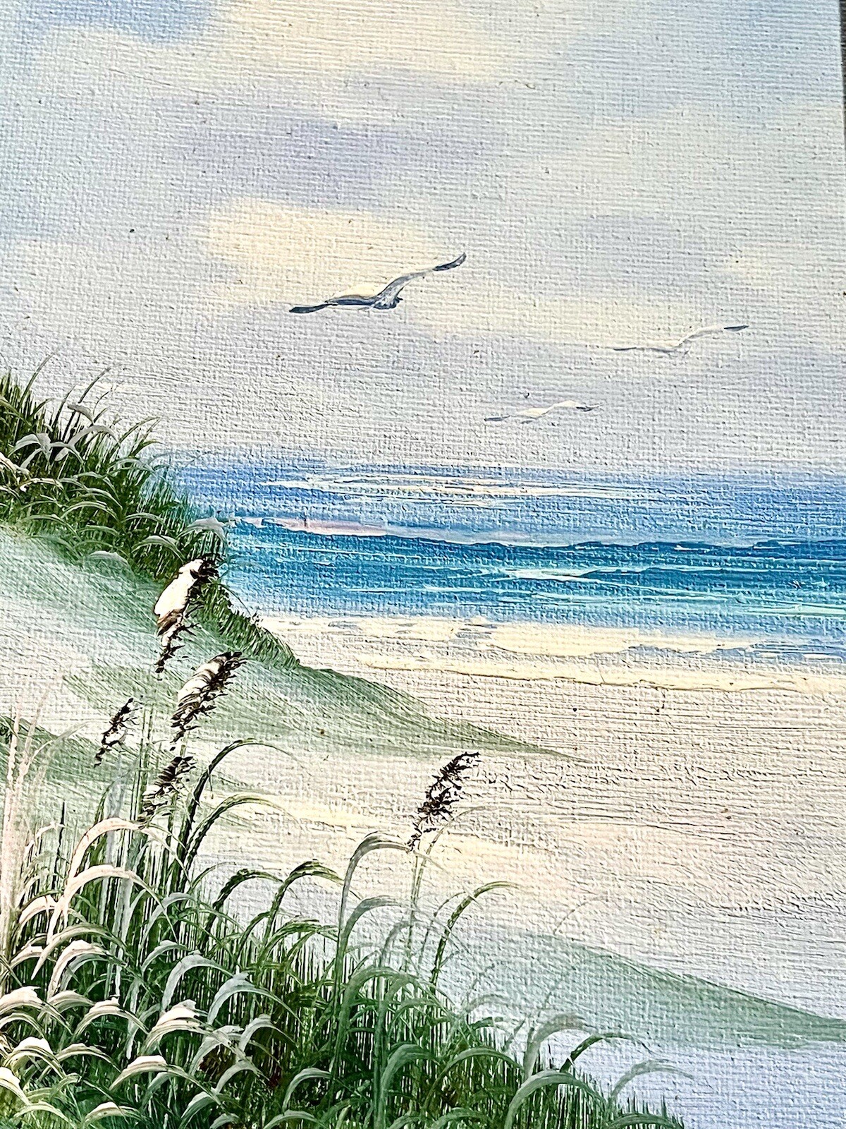 Vintge Shades of Blue ORIGINAL Coastal Lighthouse Seascape SIGNED Anthony FRAMED