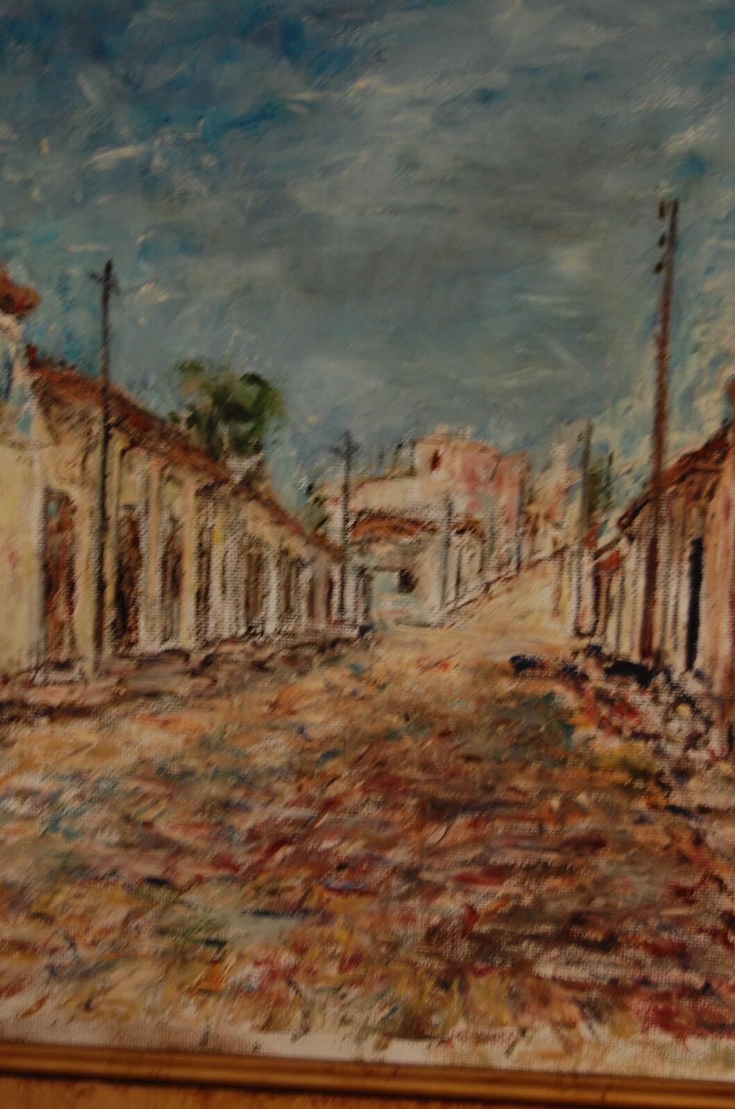 FRAMED SIGNED ORIGINAL OIL COLONIAL STREET OLD HAVANA, CUBA ARTIST: HECTO VIDAL