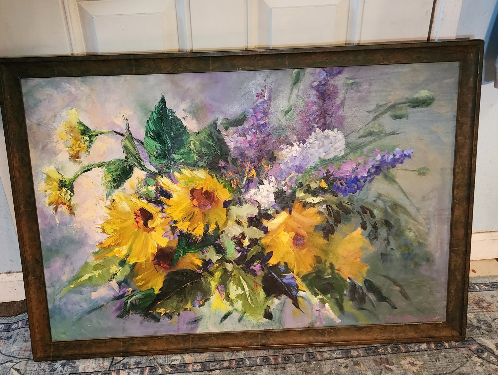 Vintage Floral Canvas Oil Painting Signed Gloria?