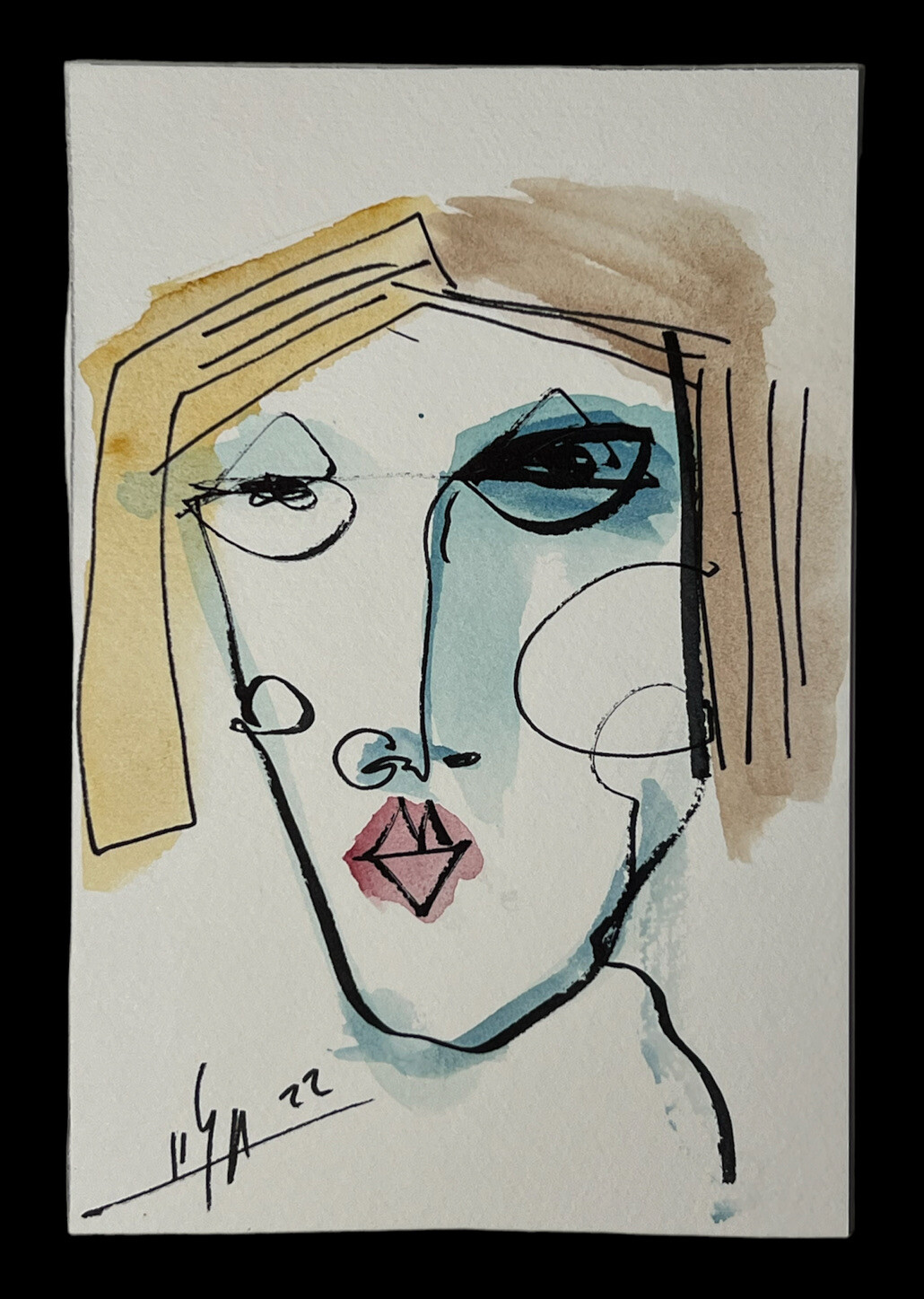 ORIGINAL PAINTING INK/WATERCOLOR ON CANSON PAPER 4”x6”CUBAN ART By LISA.