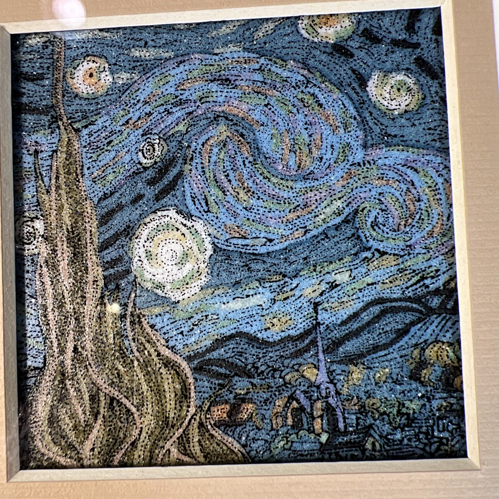 Finely Crushed Gemstone Painting Picture The Starry Night Vincent van Goth