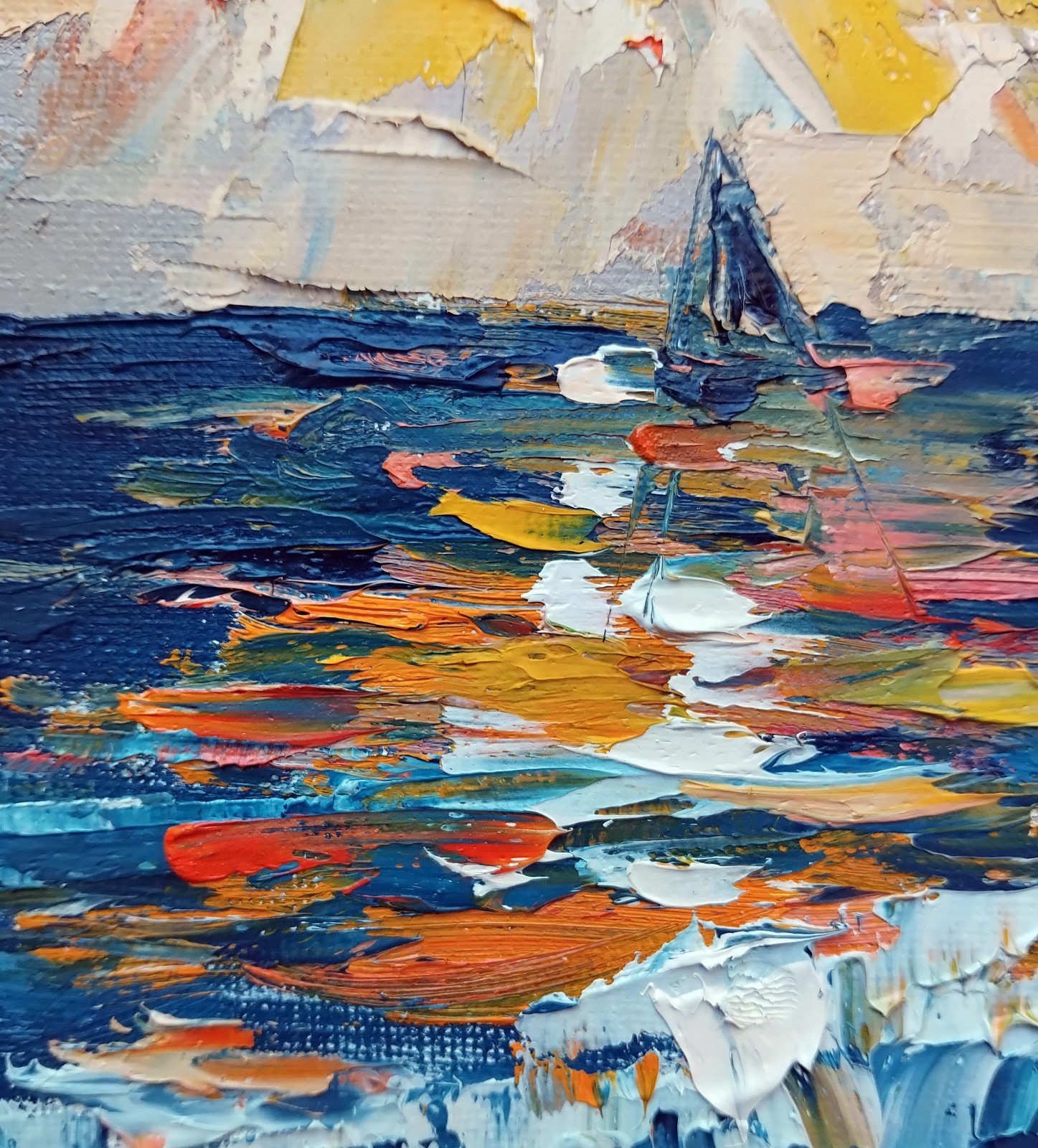 Ocean Sunset 7×9″ waves oil painting Handmade Original Seascape scenic artwork