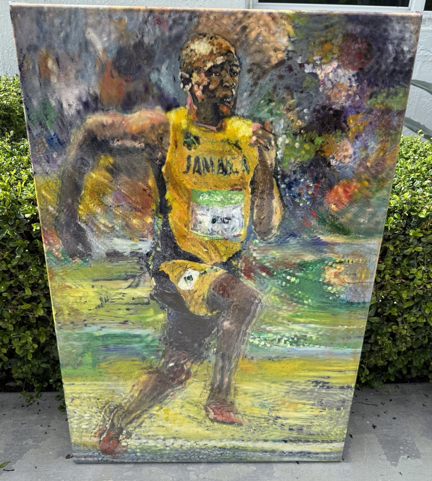 Usain Bolt Oil Painting On Canvas Made By Ted Dimond 24×36
