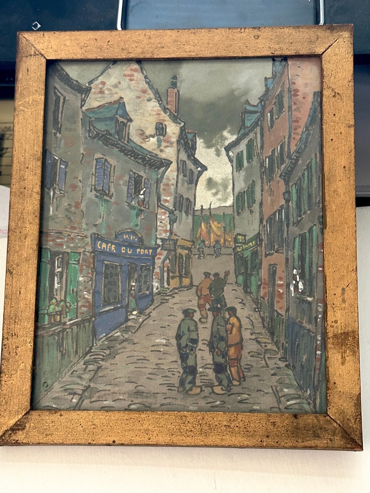 Maurice Moy French Genre Painting of a Quaint Street Scene