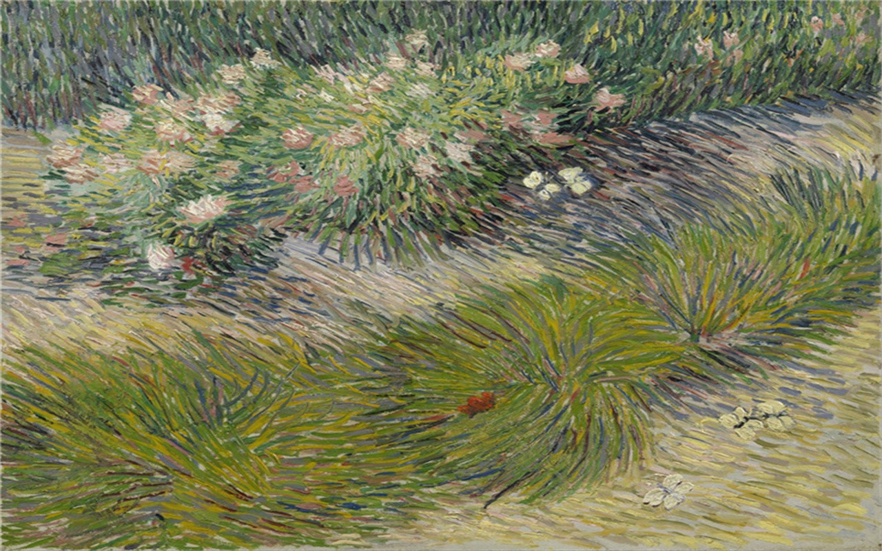 Hand-painted Oil Painting Vincent van Gogh Grass and butterflies (May 1887