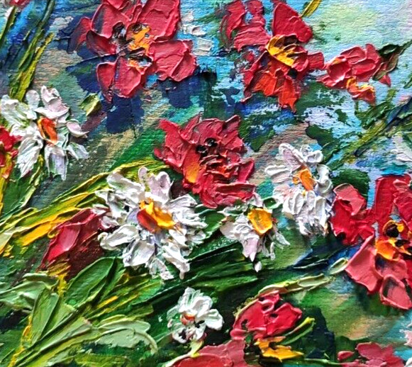 Small Original Flowers Painting – Affordable Wall Art Gift – Hand Painted 6×6 in