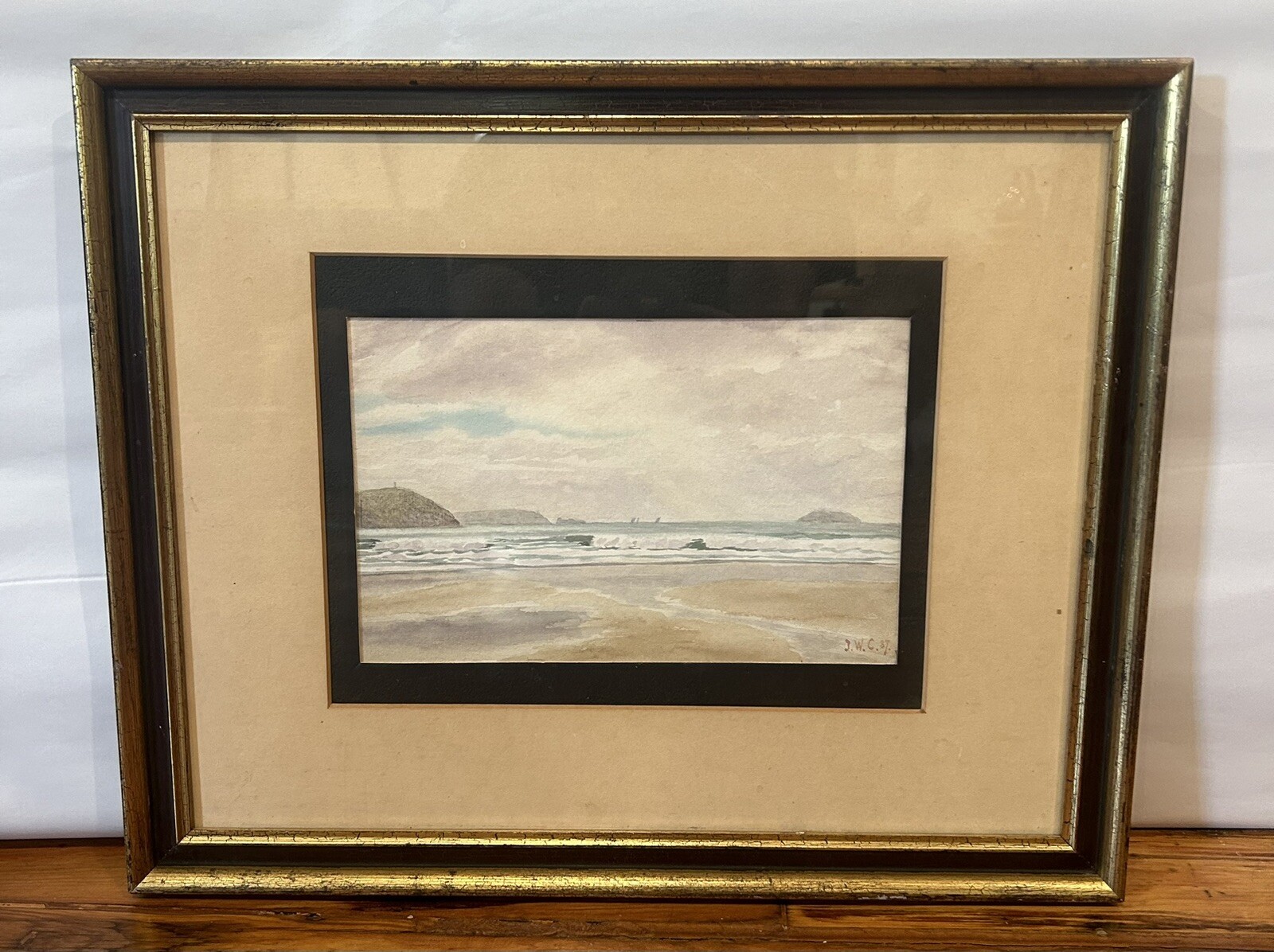 John William Casilear (1811-1893) Watercolor Painting On Paper Seascape Signed