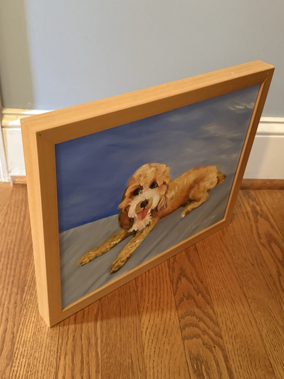 Original One Of A Kind (OOAK) Cockapoo Dog Oil Hand Painting Portrait With Frame