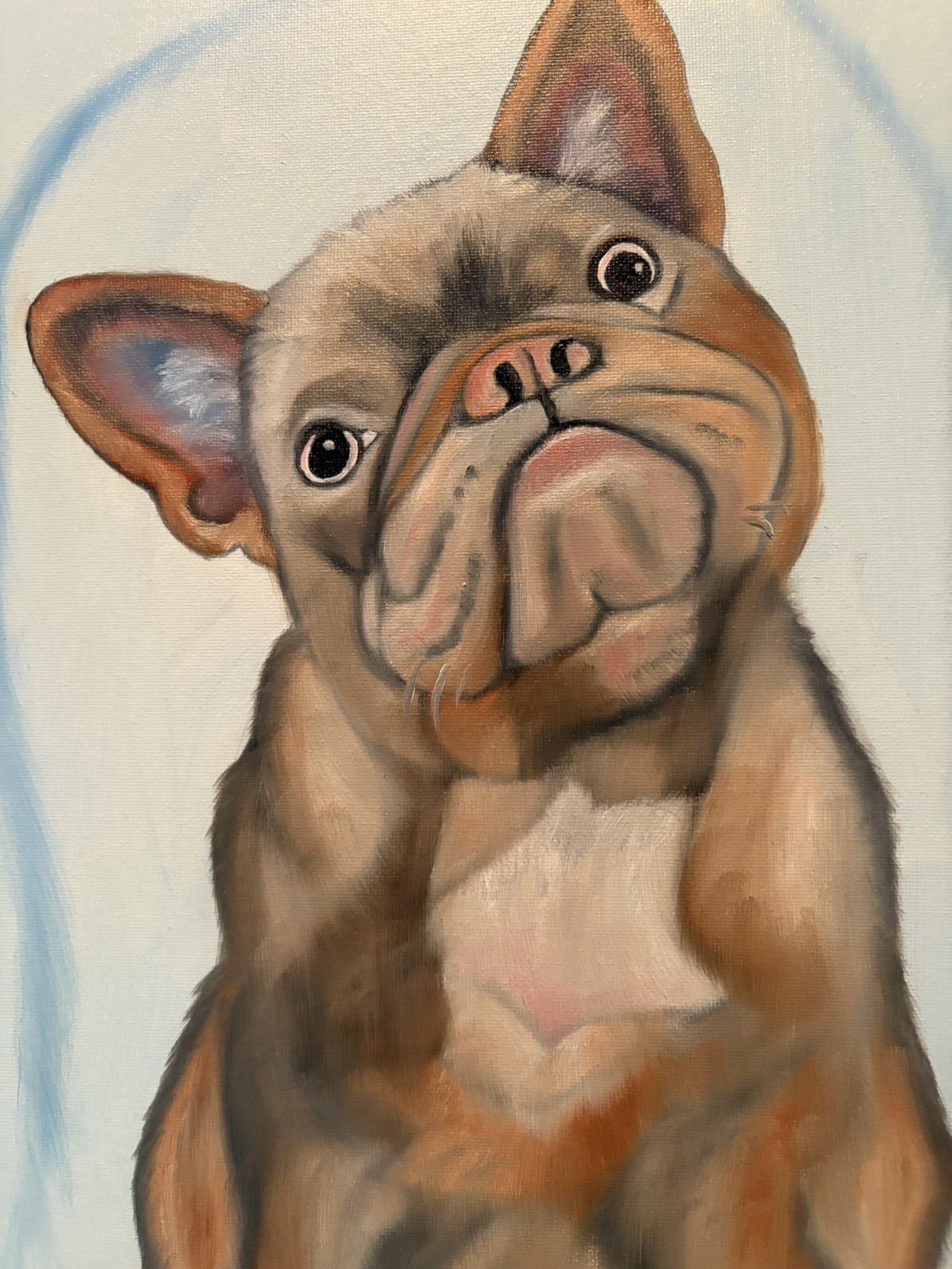 Original oil painting 11 x 14 inch French Bulldog with sassy attitude