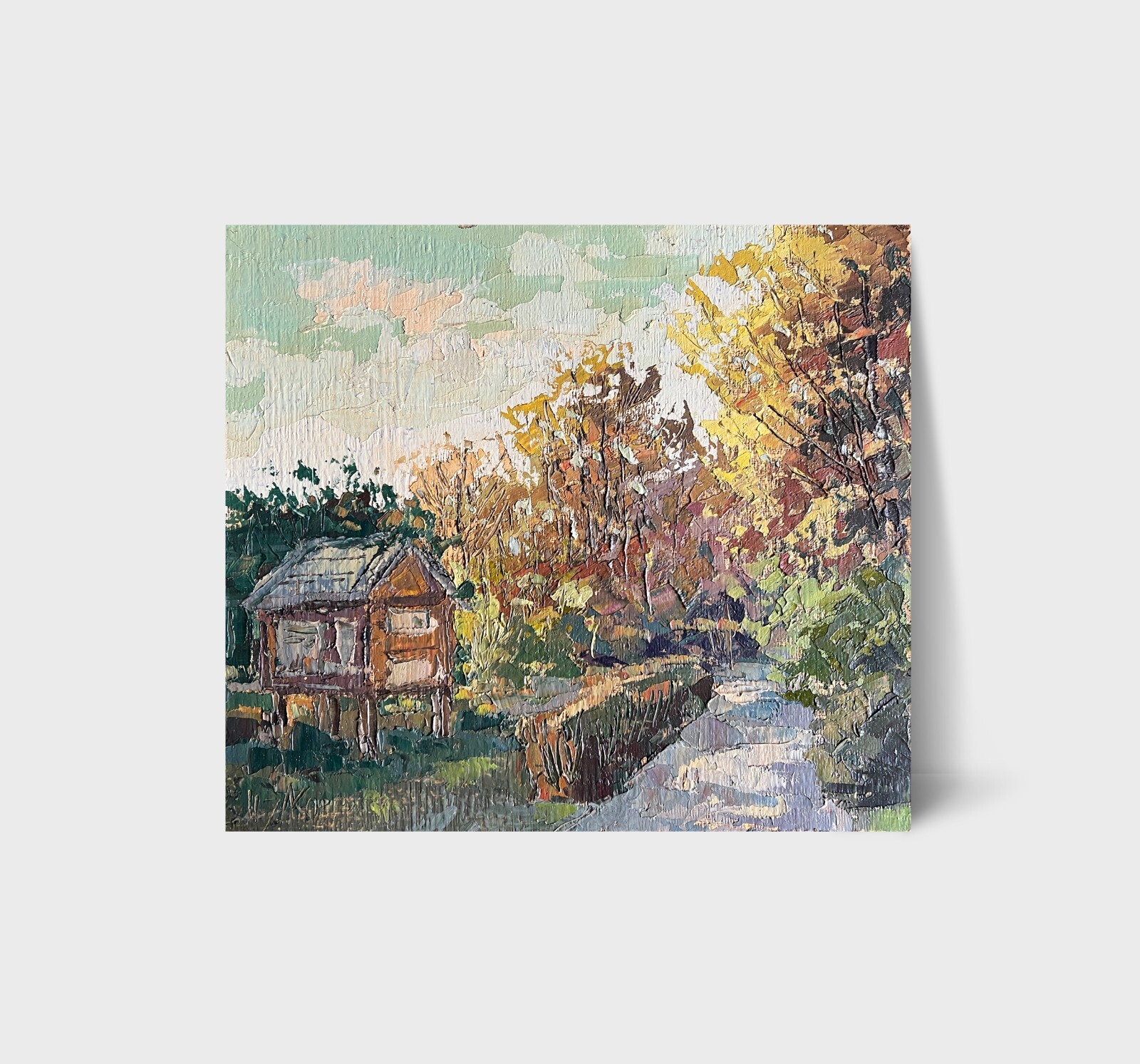 Oil painting Botanical garden Ukrainian painter Canvas original landscape art