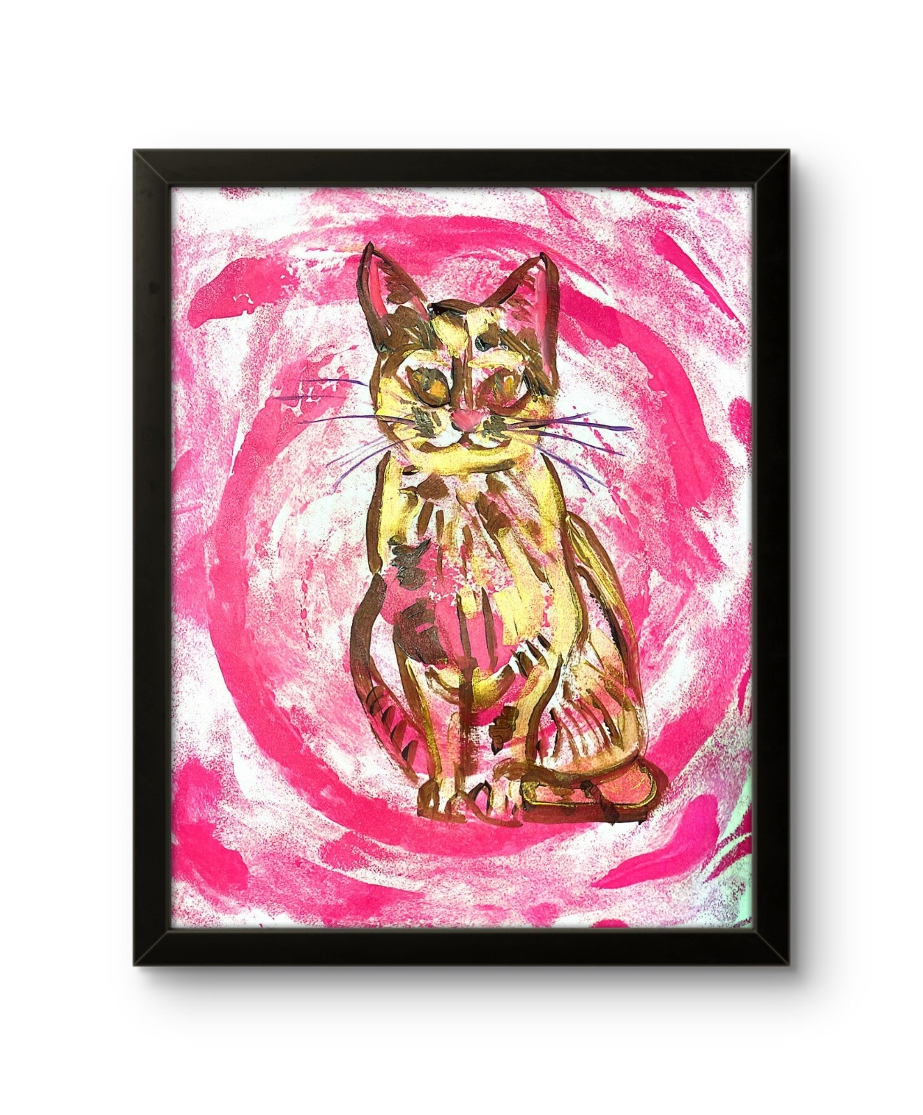 Cat From Outer Space 11 X 14″ Abstract Acrylic Painting Paper Magic and Whimsey