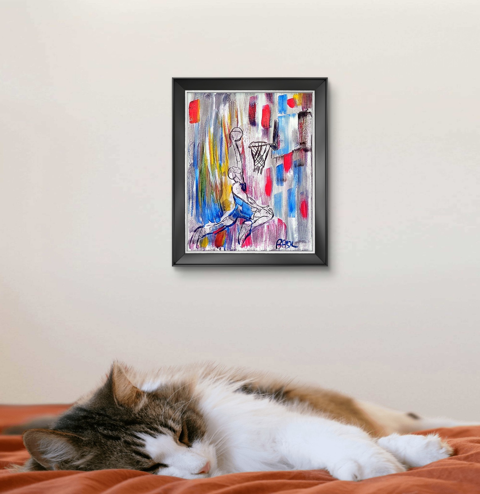 Basketball Dunk Contemporary Expressionist Original Painting.