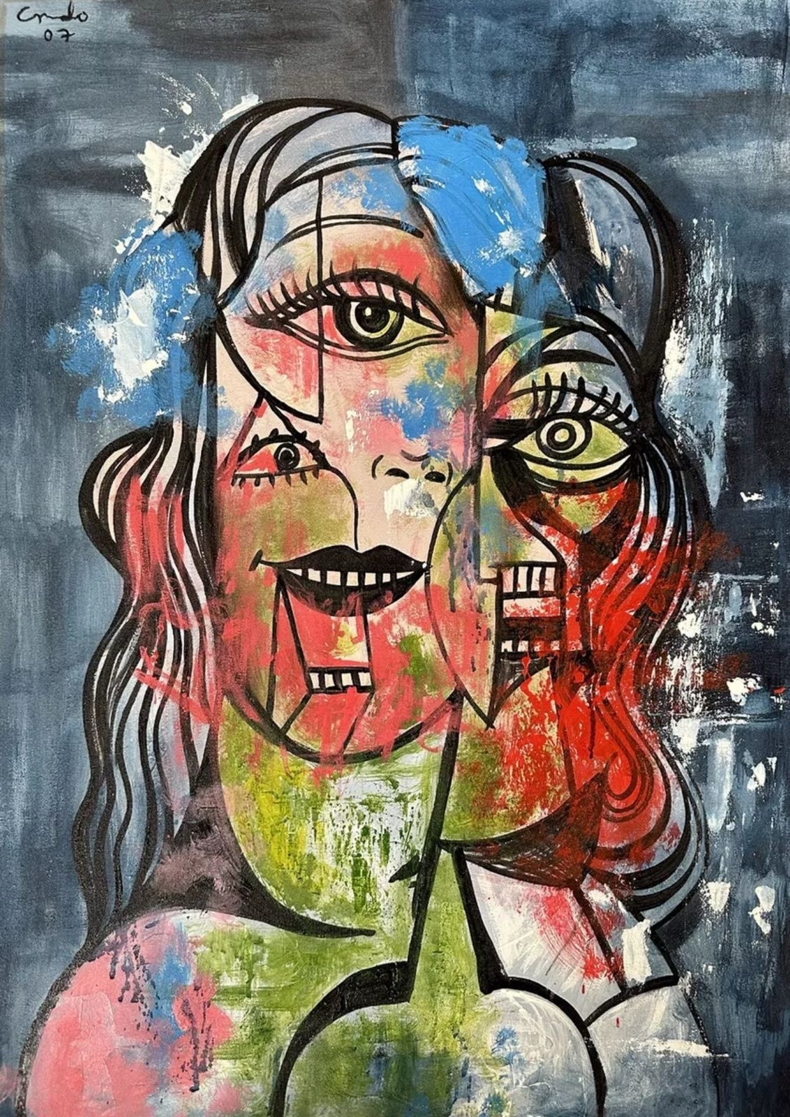 GEORGE CONDO OIL ON CANVAS PAINTING SIGNED AND SEALED MEASURES 50CMX70CM