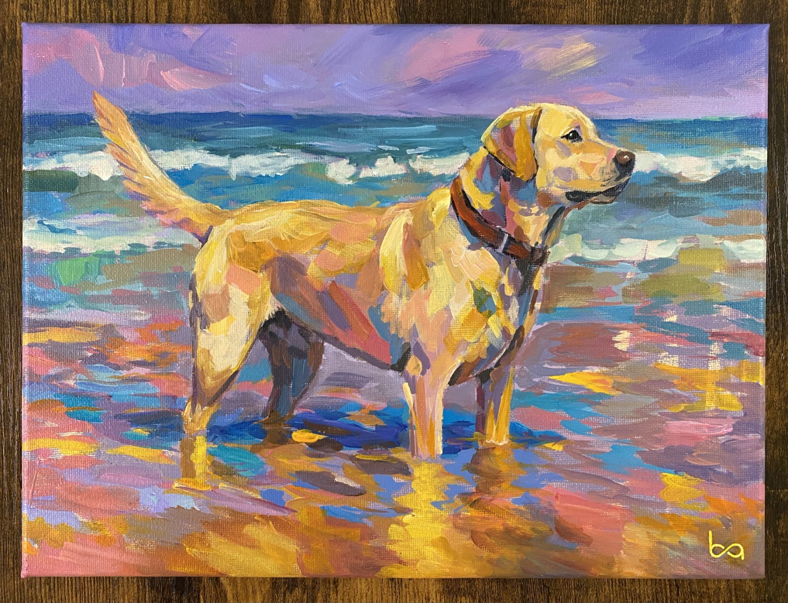 Impressionist Labrador Retriever Beach Painting Original Acrylic Dog Ocean Art