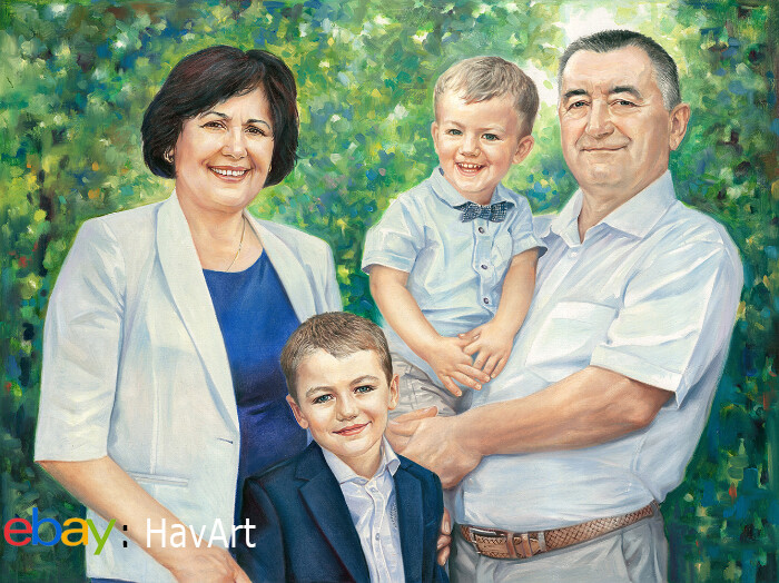Family Painting Custom Oil Portrait Painting from Photo 100% handpainted oil art