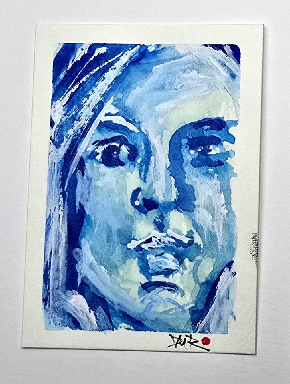 Original ACEO Female Face in Blue’s Painting Dulce Maria Rico «BLUE MUSE»