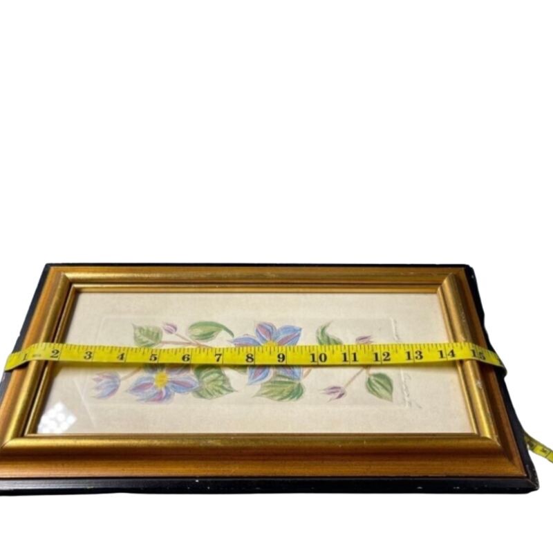 Vintage Original Flowers Drawing signed and named by the Artis 9 x 15 in