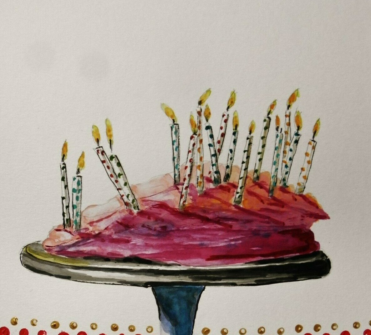 Original Bakery Sketch Cake Food Watercolor Impressionism