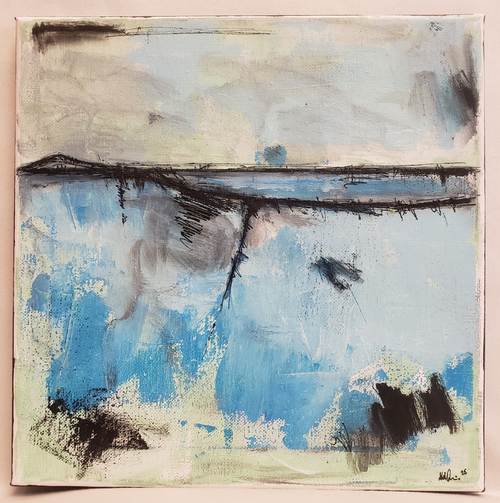 No.638 Original Abstract Modern Minimal Landscape Painting By K.A.Davis