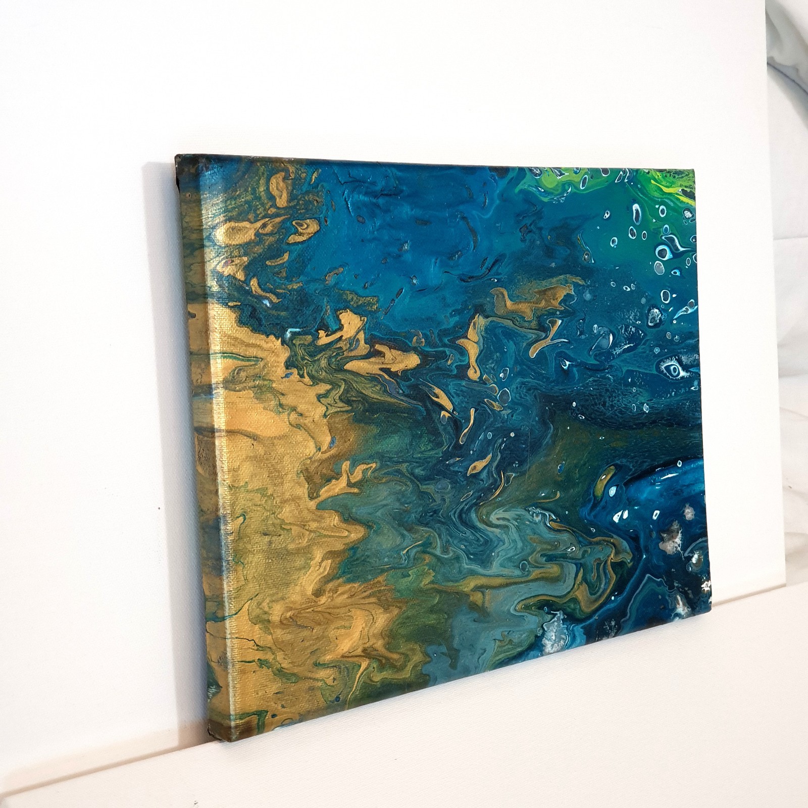 Original 9″x12″ Abstract Acrylic Fluid Art Pour Signed Painting (See Video)