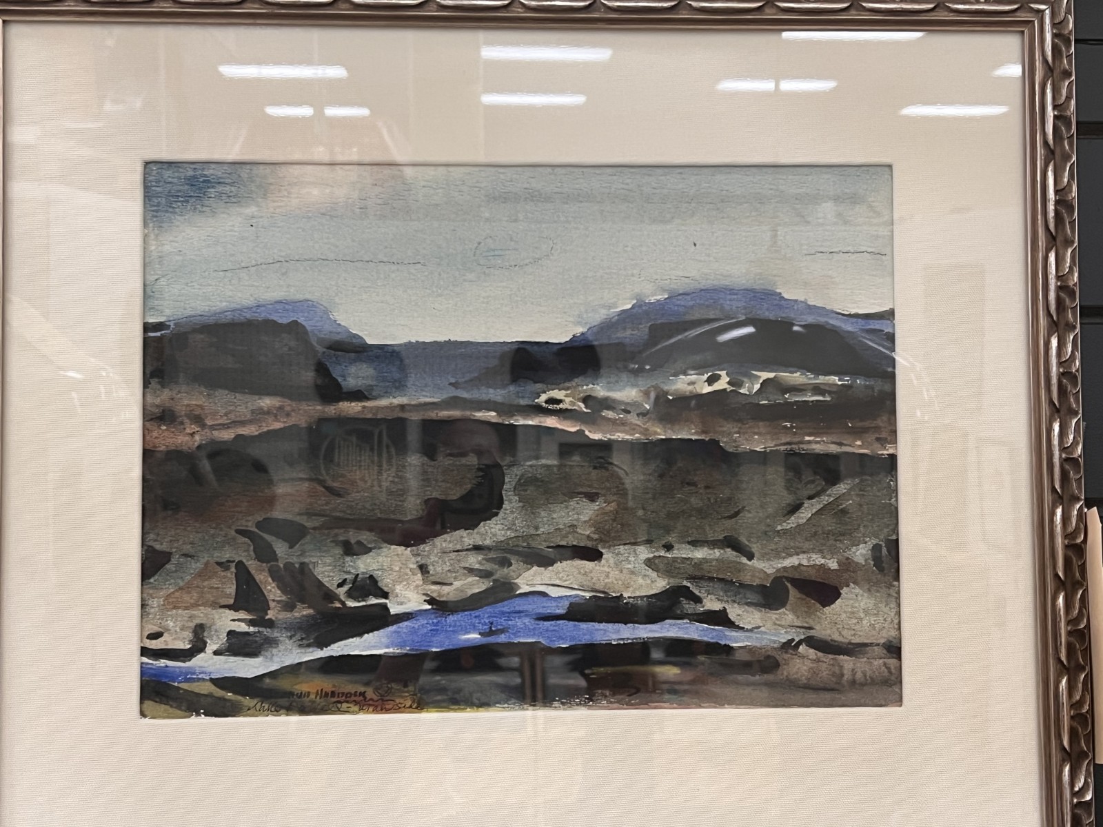 «Lake Powell, Utah Side» Haddock Watercolor Landscape Painting Matted & Framed