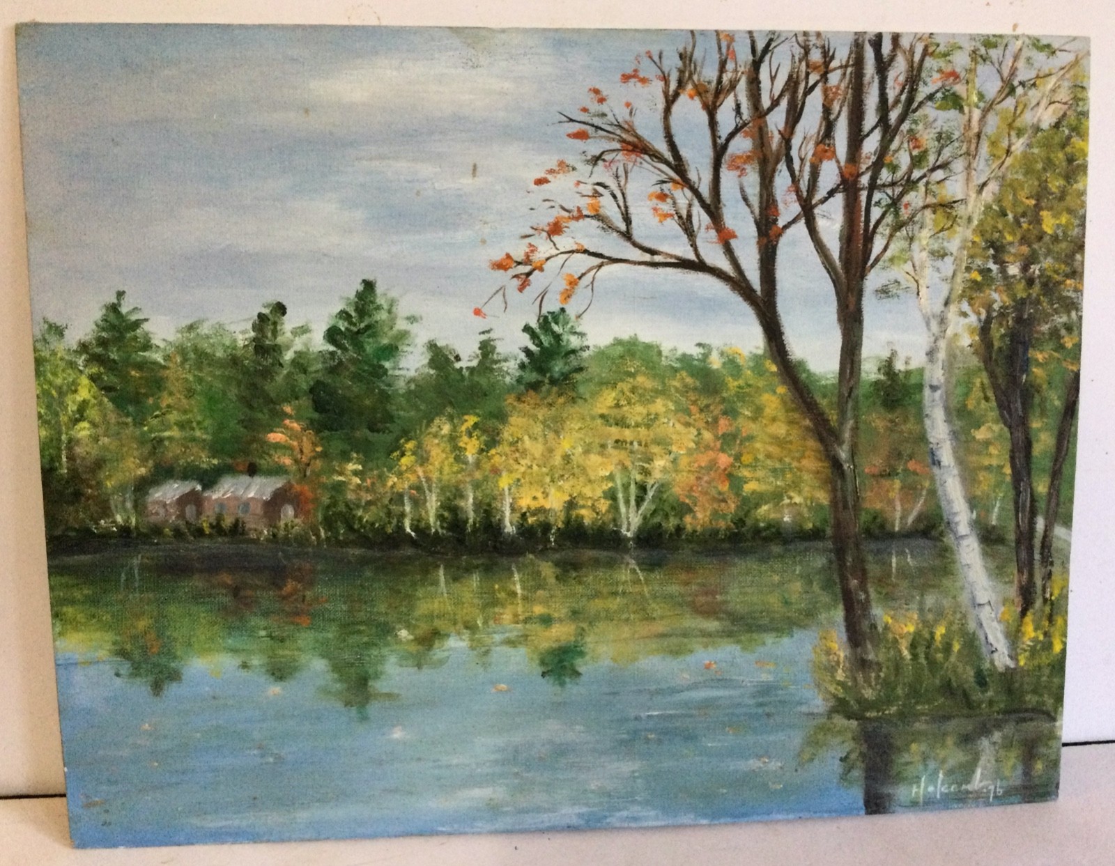 Mildred Holcomb, c1976 – Toothaker Pond Phillips, Maine – Original Oil Canvas