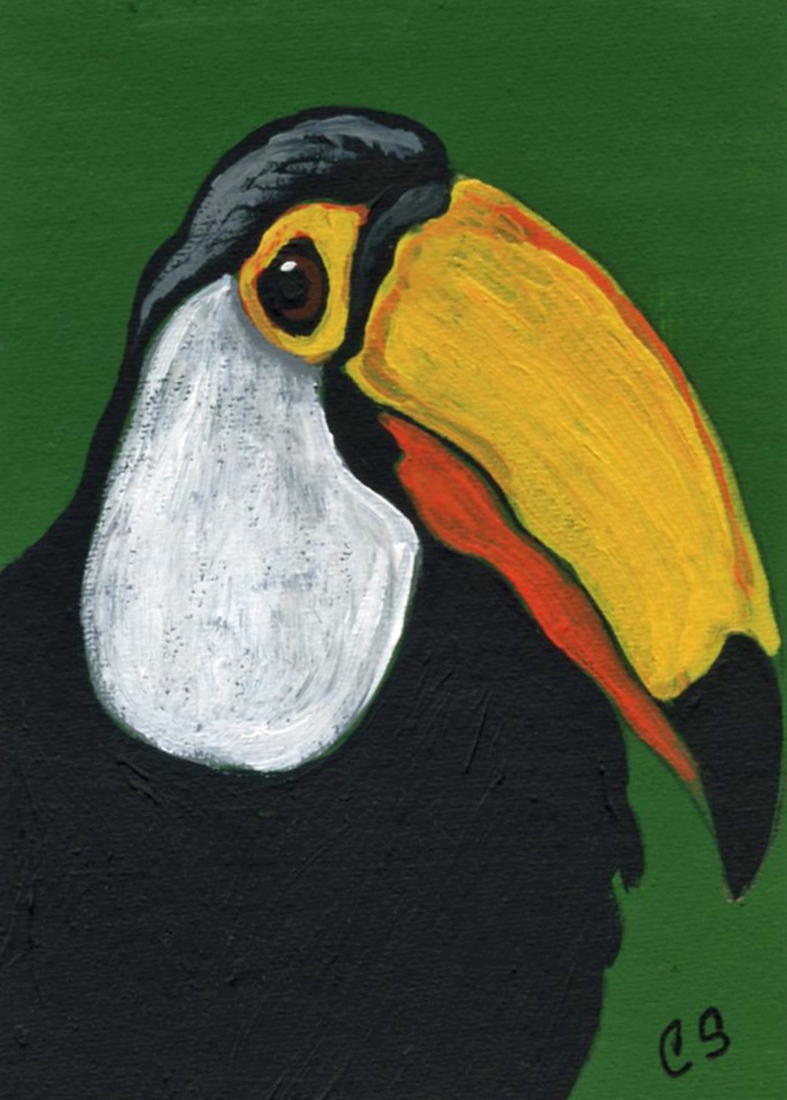ACEO Original Painting Toucan Parrot Wildlife Bird Art -Carla Smale