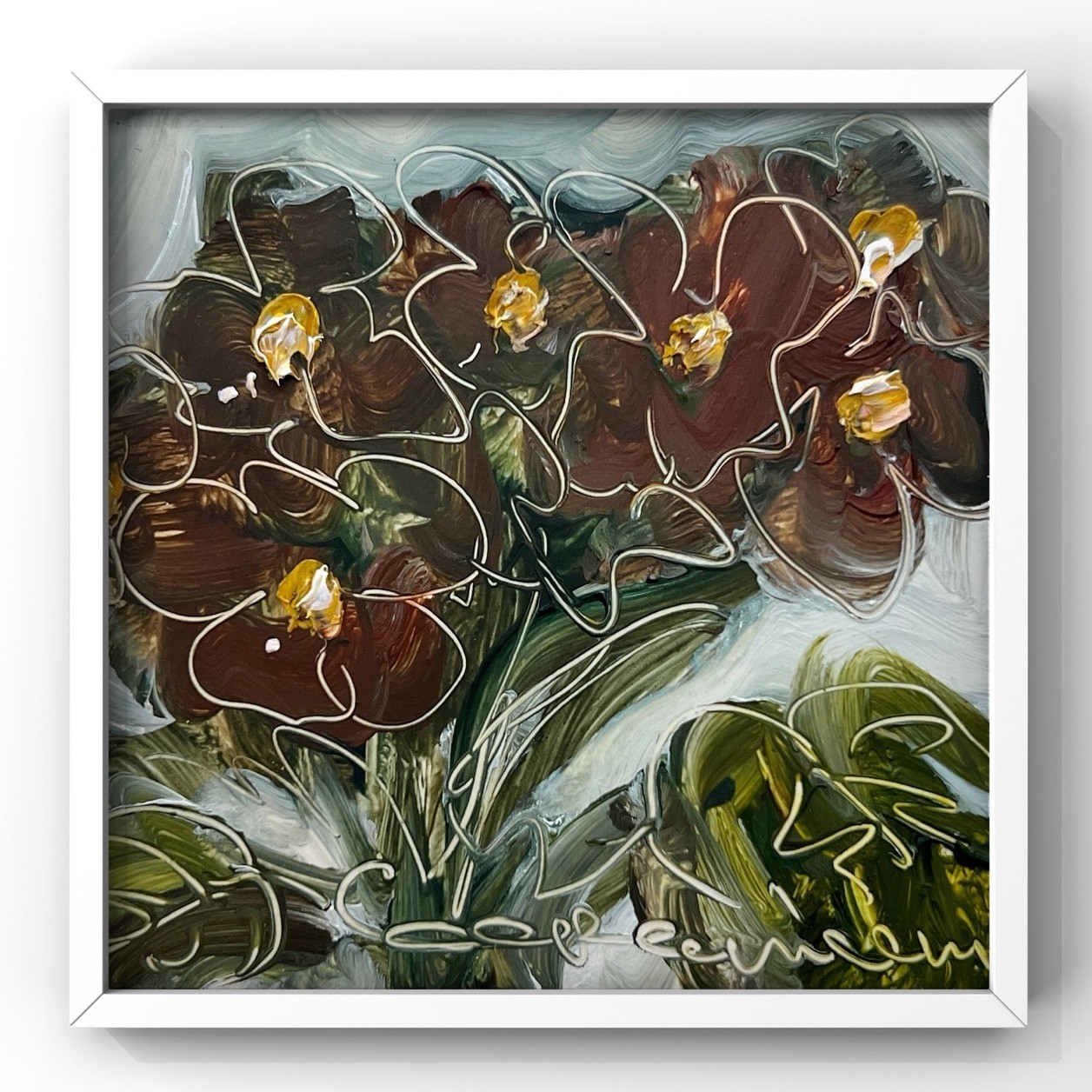 Geraniums Oil Painting Original Floral Art Geranium Flowers Impressionist Art 4”