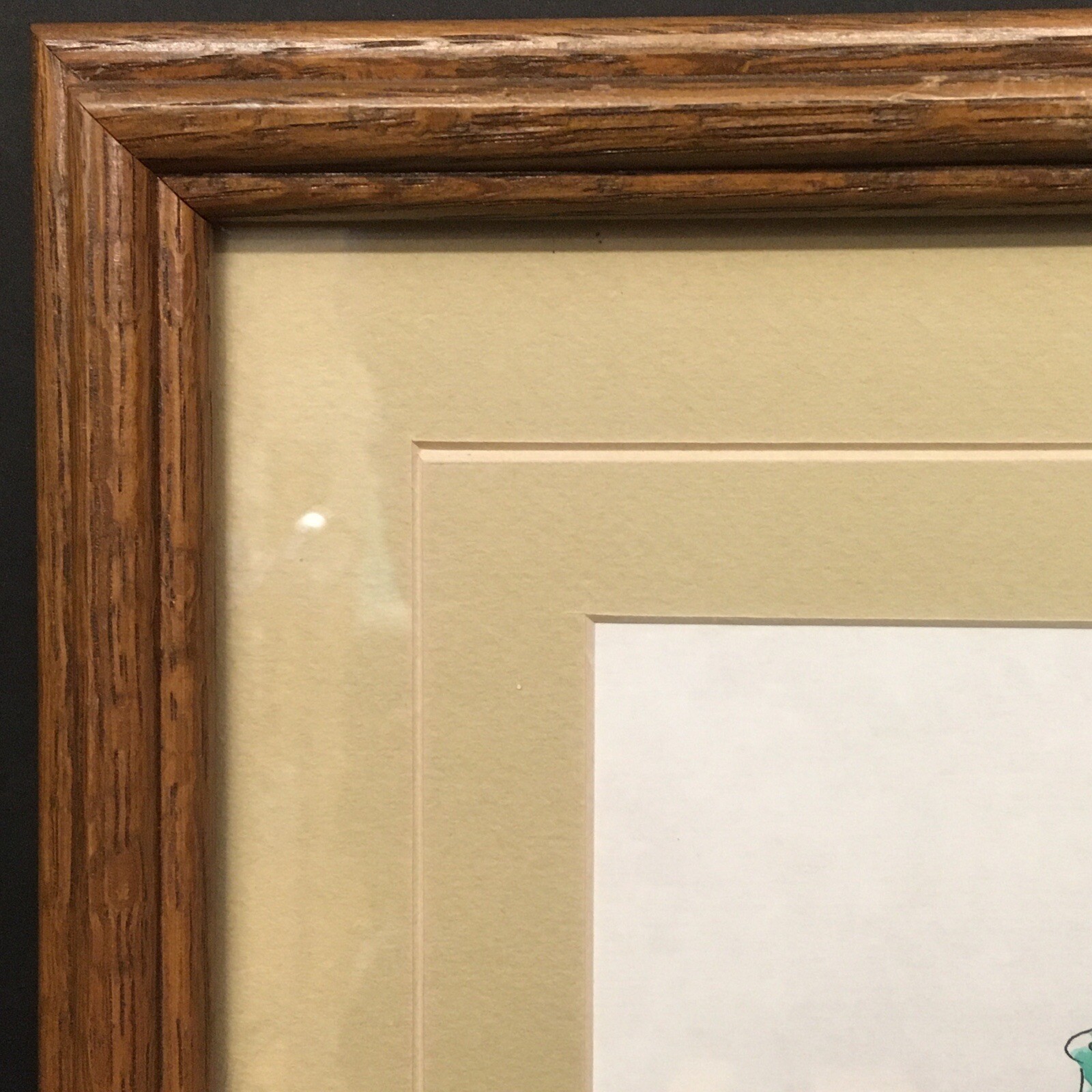 Nancy Cowan Signed Matted Framed Watercolor Blue Green Ball Jar Apple and Pear