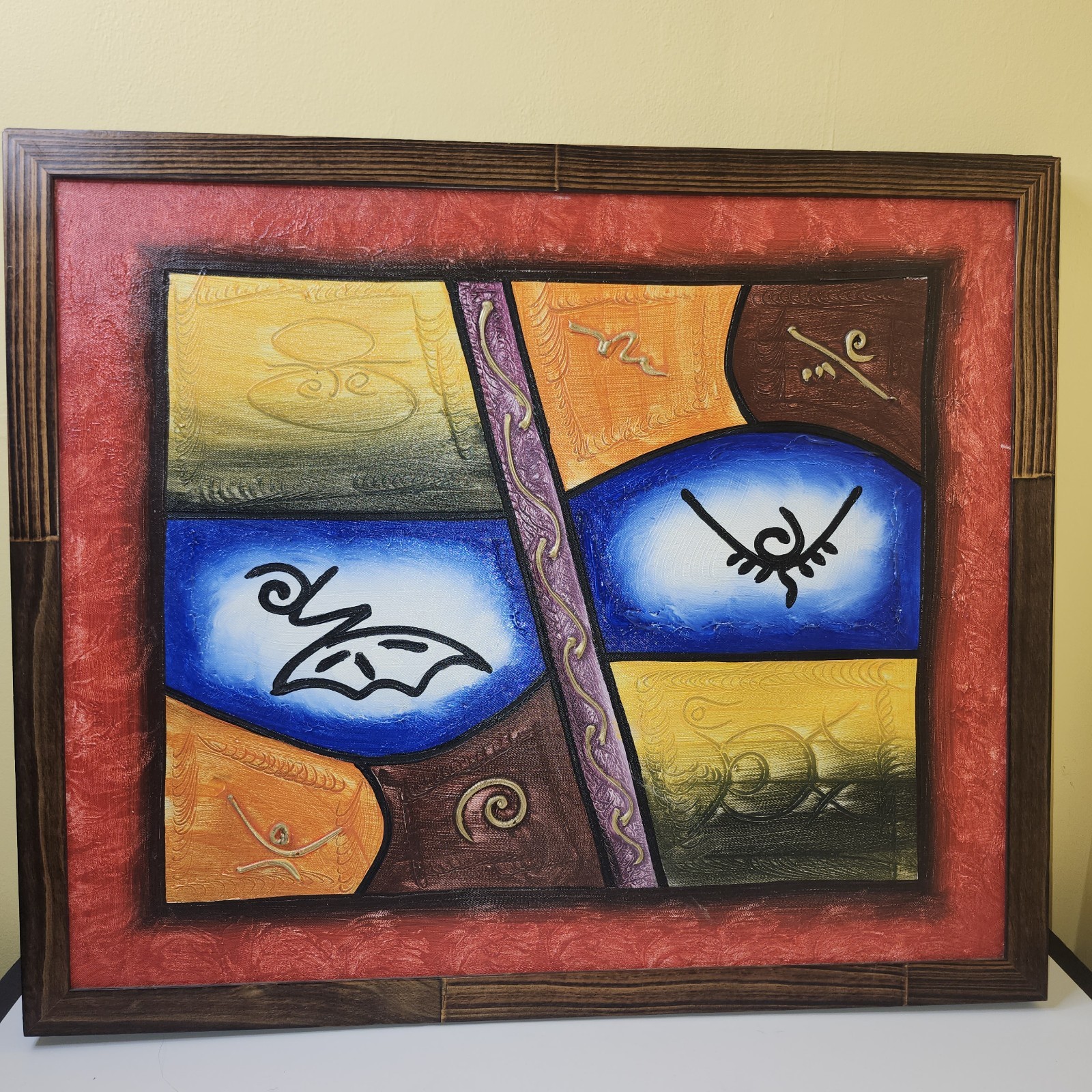 Large Hand Painted Painting Abstract 25-1/2 By 21-1/2 Inch