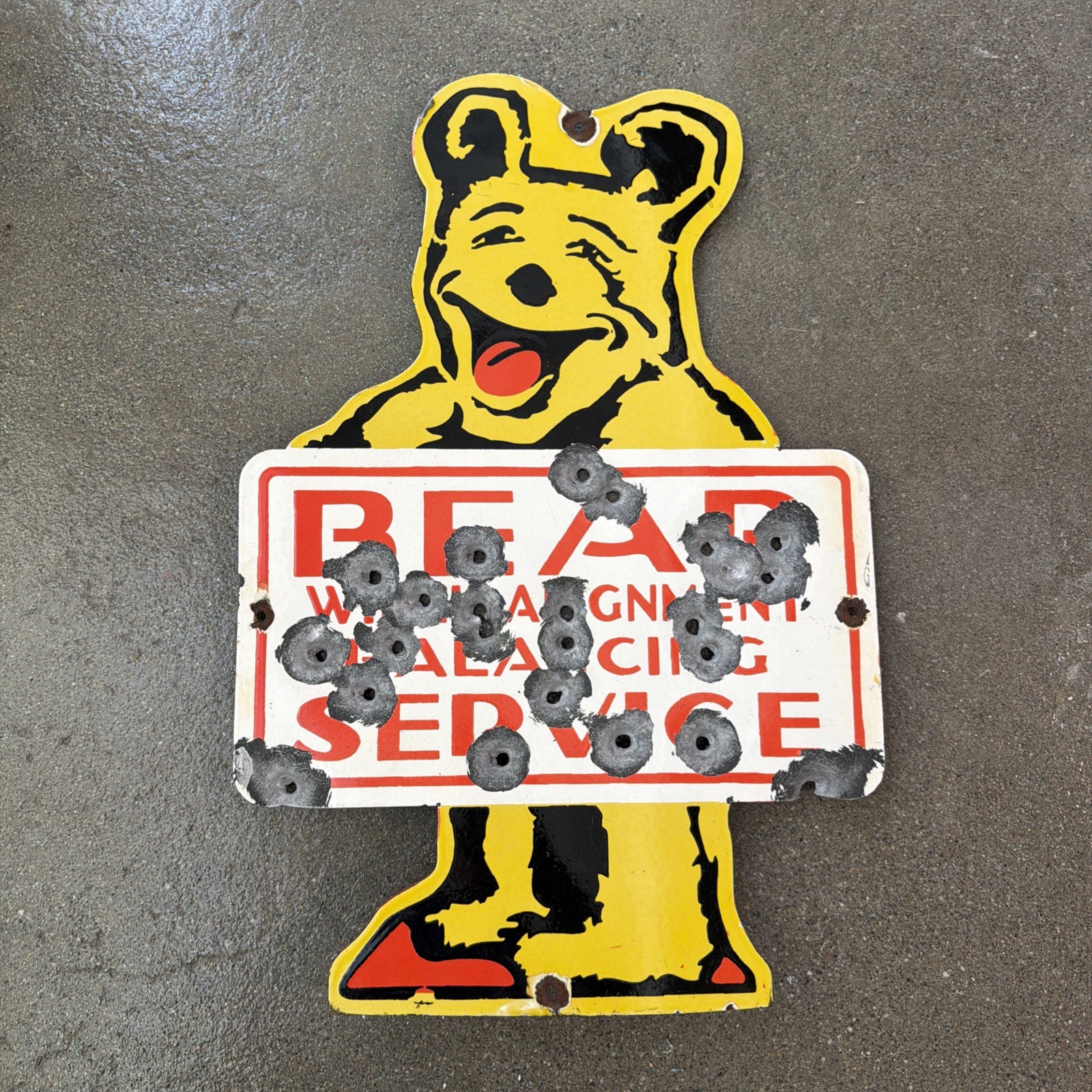 Charles Linder Bear Art Shot Up Sign Americana Man Cave Deadhead Painting 2026
