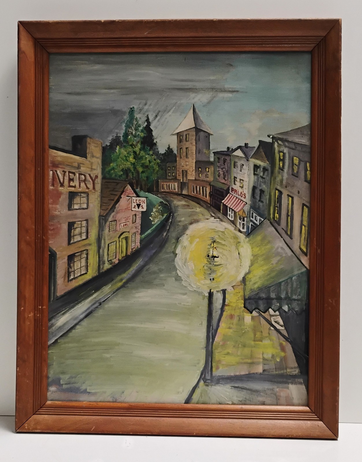 VTG Expressionist Gouache On Paper Painting French Street Scene Unsigned 18X14