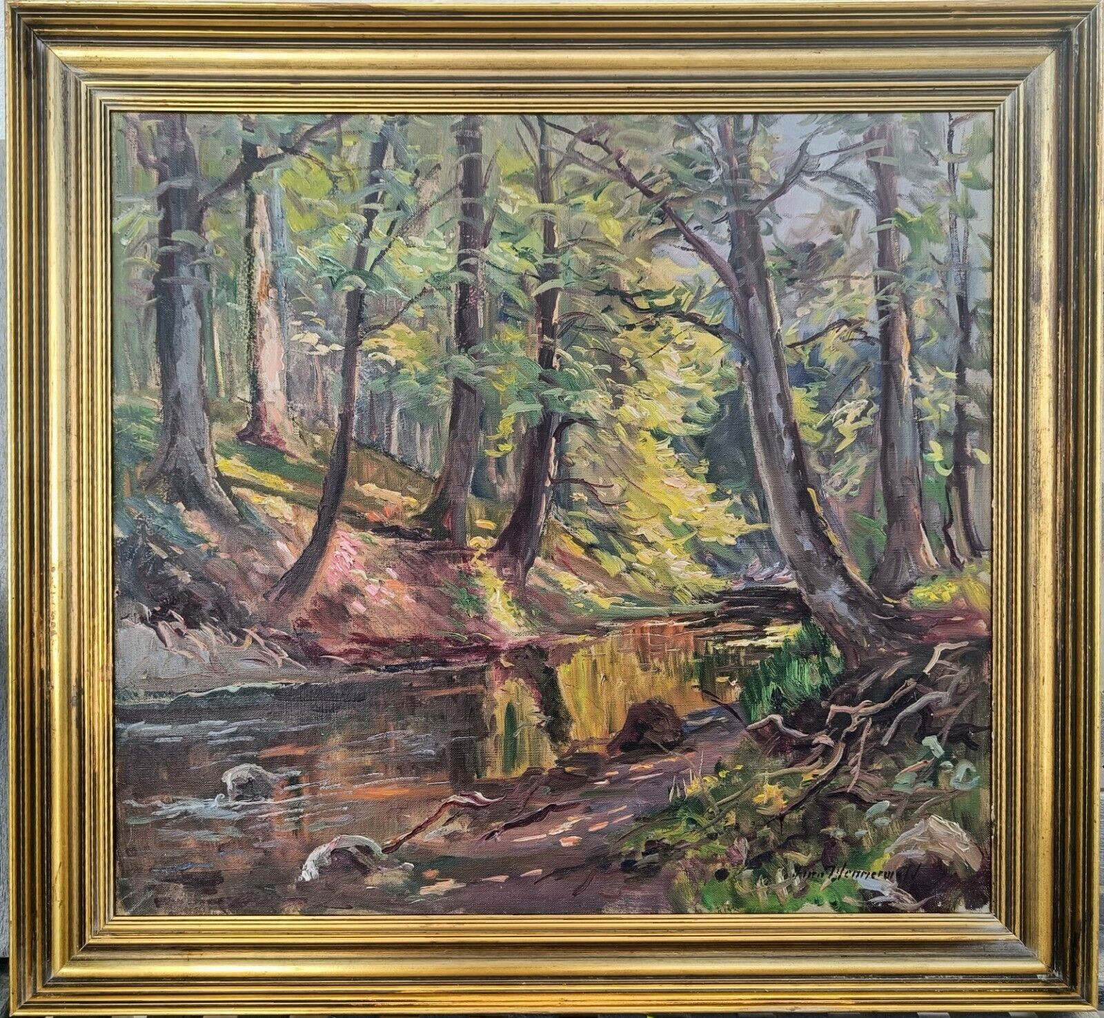 Finn Wennerwald (1896-1969): SMALL FOREST RIVER, original oil painting